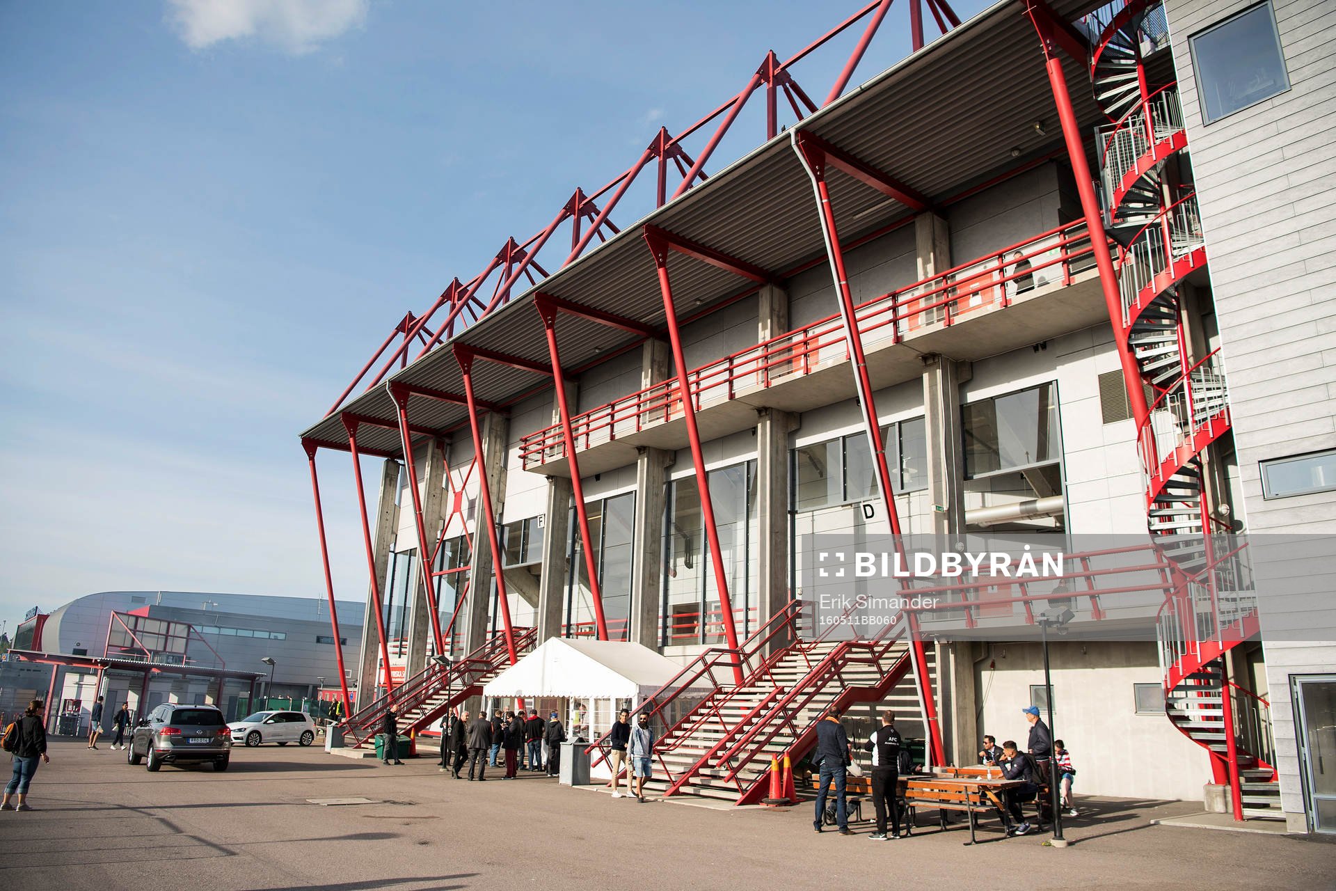 Exteriör vy av Södertälje Fotbollsarena