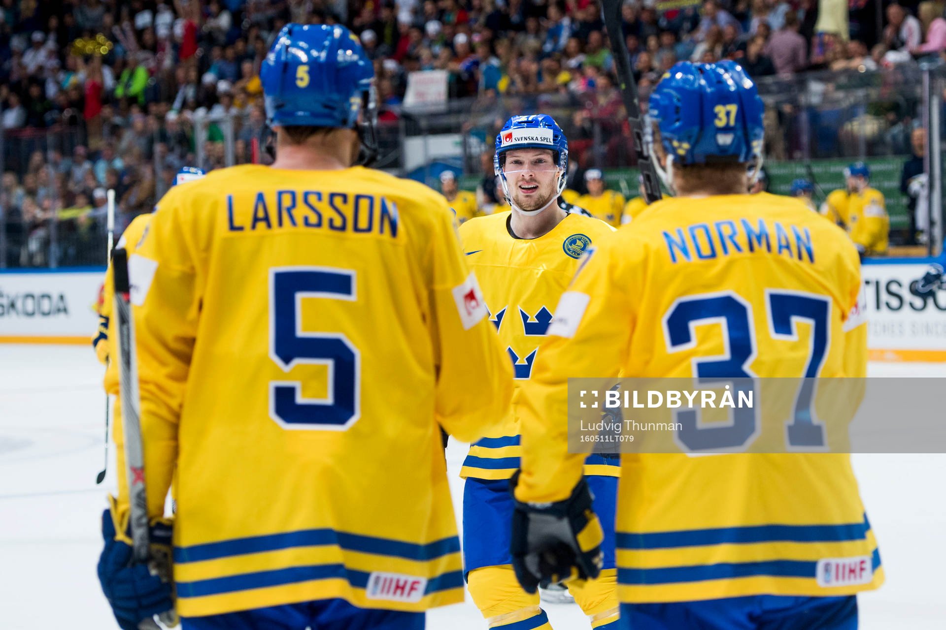 Sveriges Martin Lundberg och Johan Norman jublar med Adam