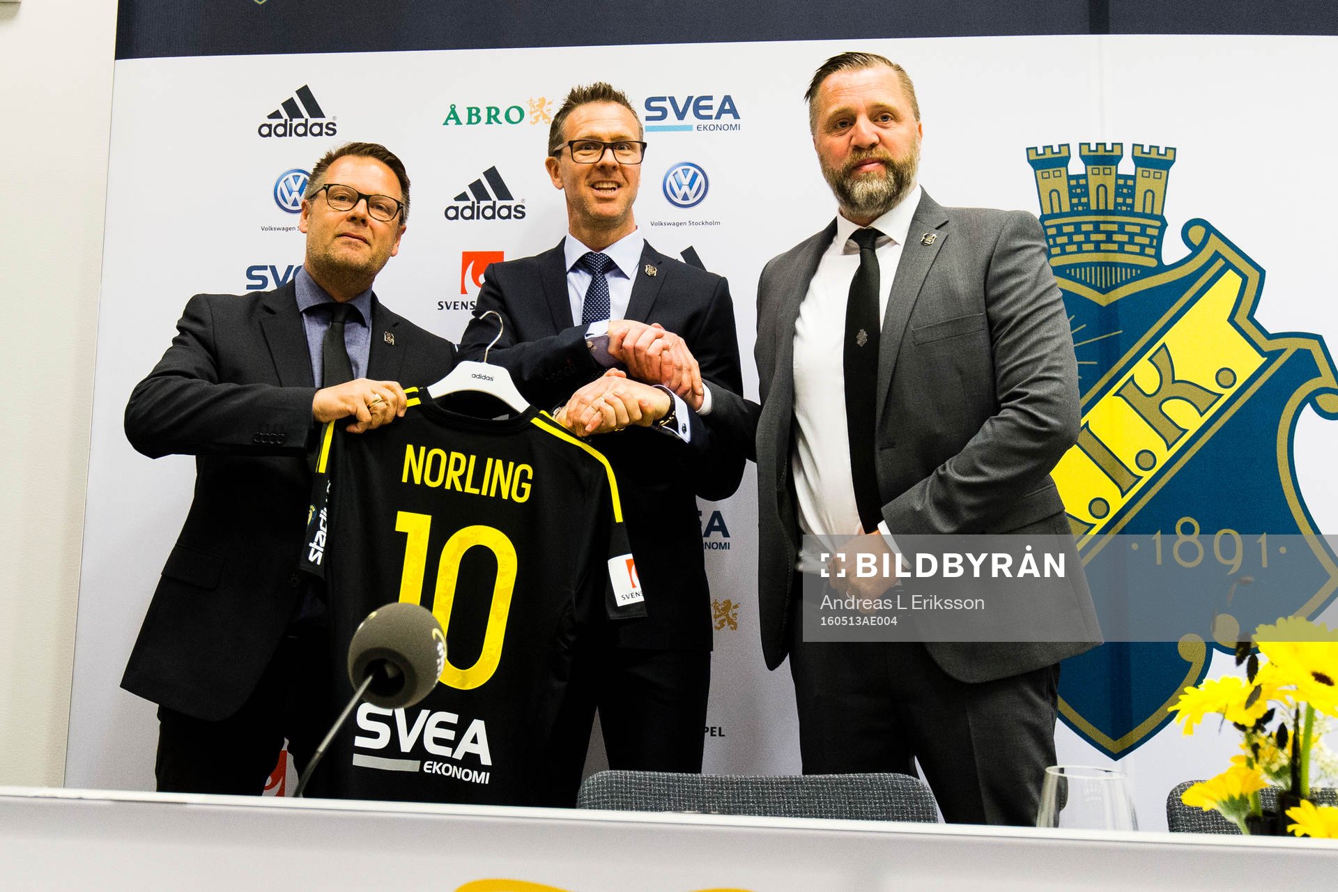 s VD Mikael Ahlerup, tränare Rikard Norling  och sportchef