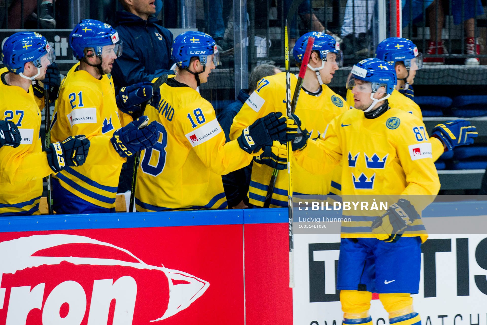 Sveriges Robert Rosen jublar med bänken