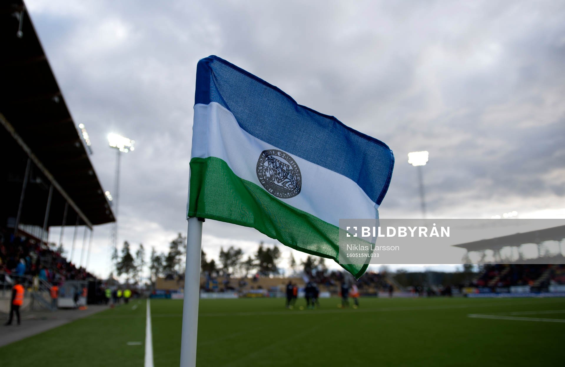 Jämtlandsflagga som hörnflagga på Jämtkraft Arena