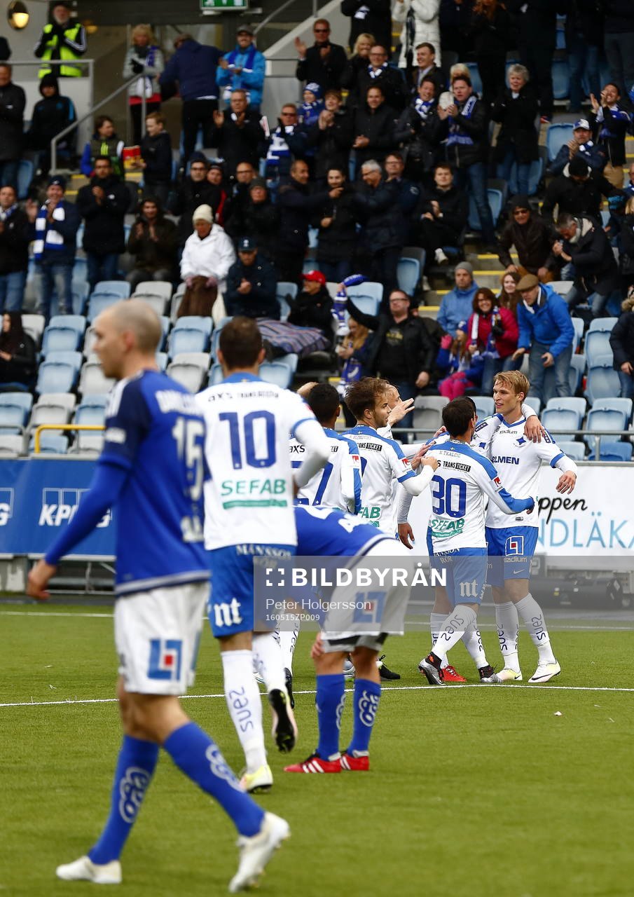 Norrköpings spelare jublar och GIF Sundsvalls deppar