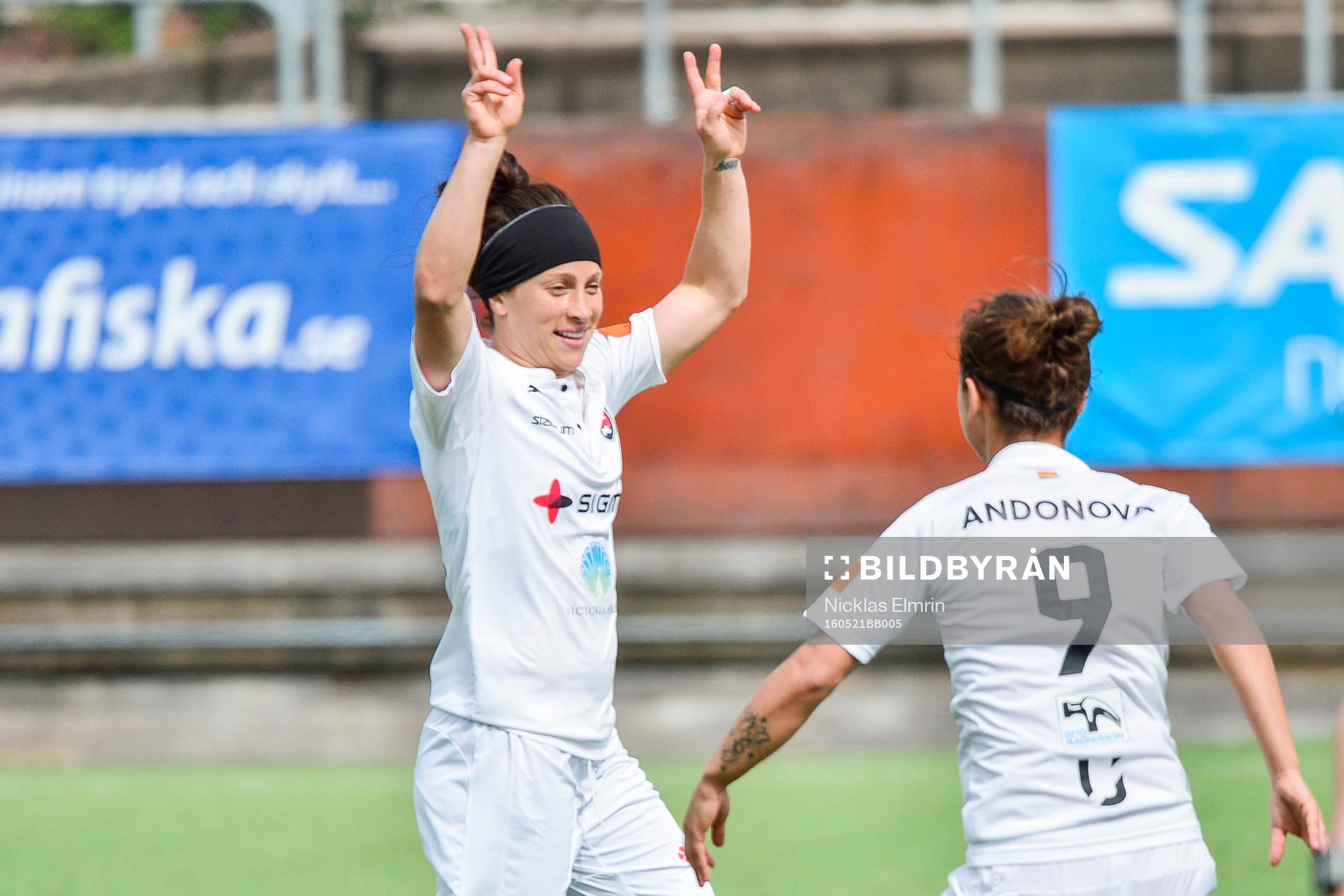 Rosengårds Ella Masar jublar under fotbollsmatchen i Damallsvenskan mellan Kopparbergs/Göteborg och FC Rosengård den 21 maj 2016 i Göteborg.
