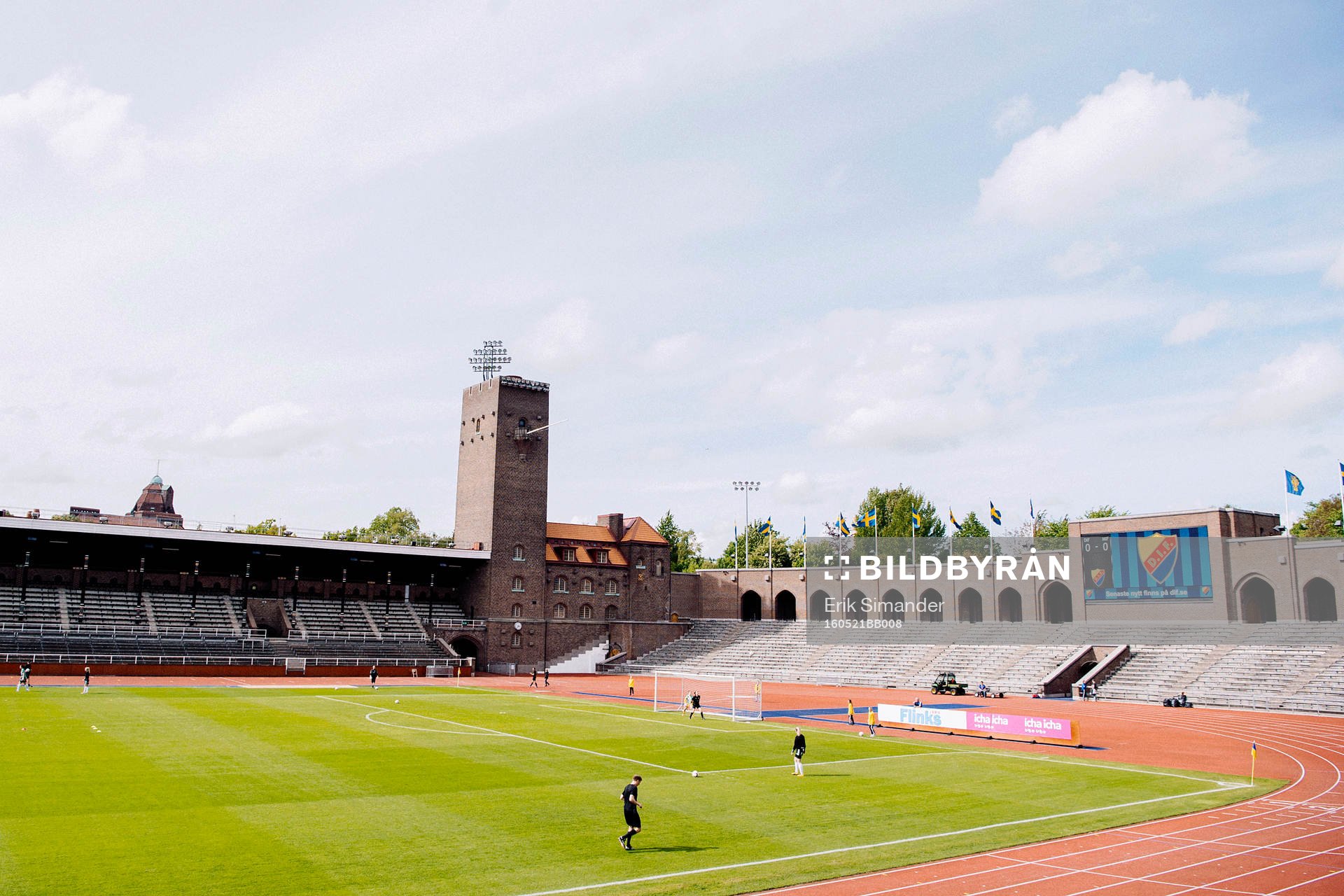 Generell vy över spelplanen på Stockholm Stadion