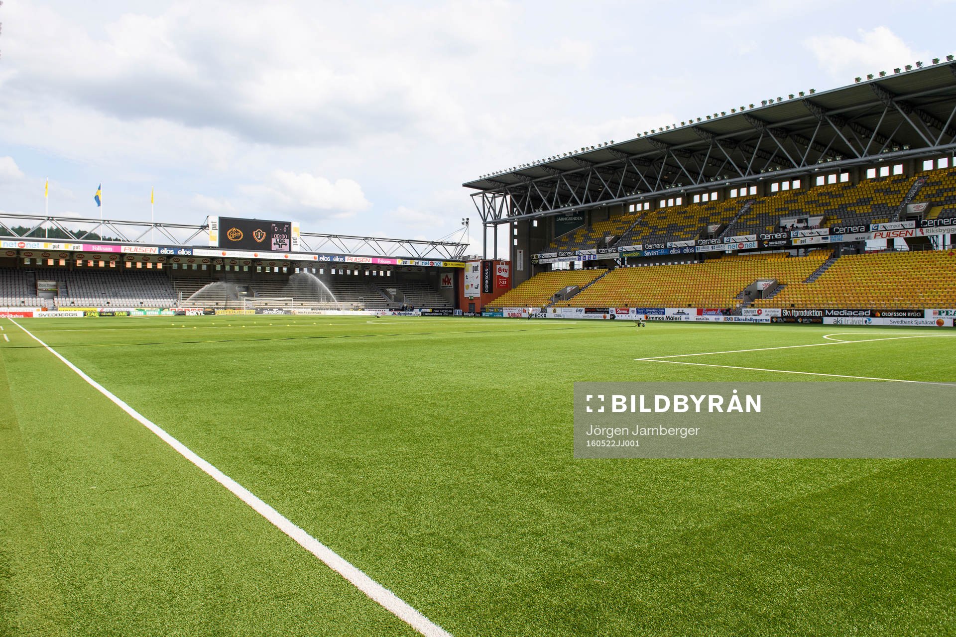 Interiör av Borås arena innan fotbollsmatchen i
