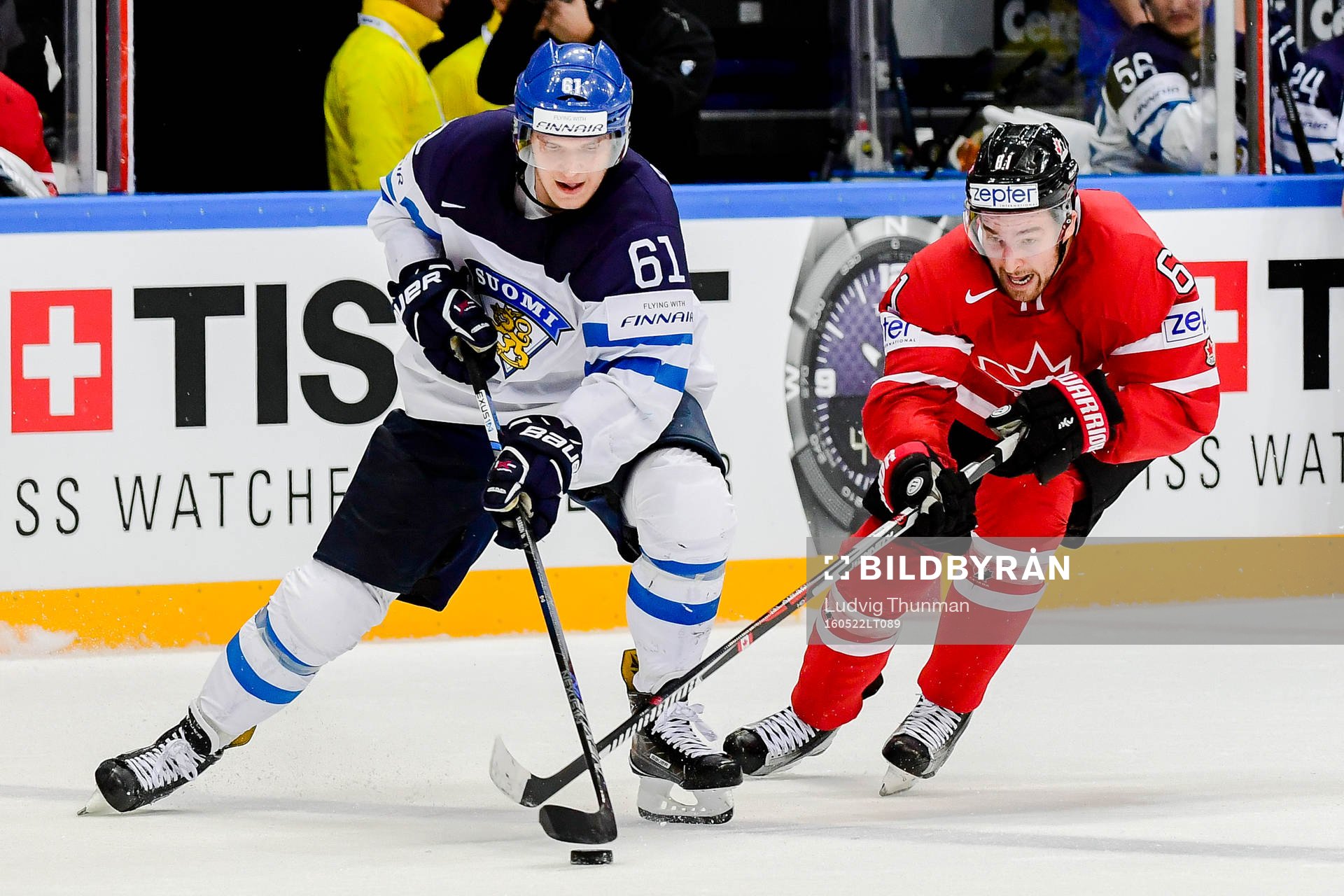 Finlands Aleksander Barkov och Kanadas Mark Stone