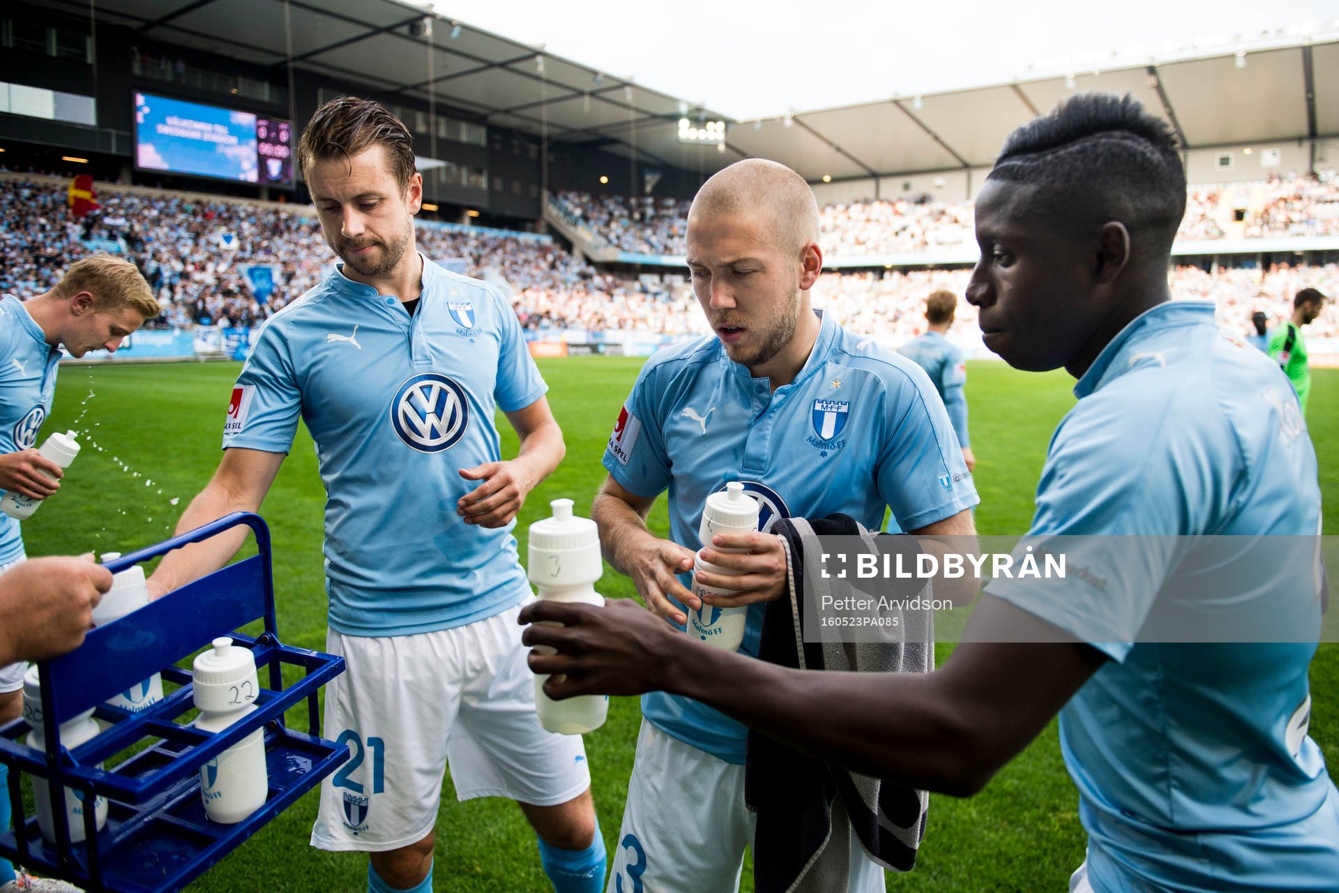 Malmö FFs Kari Arnason, Anton Tinnerholm och Pa Konate