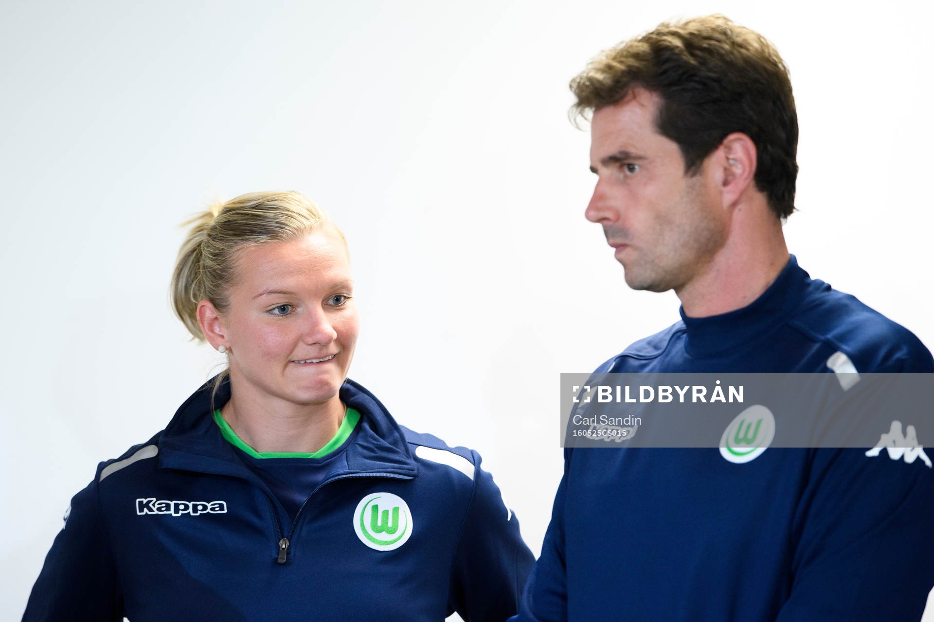 Wolfsburgs Alexandra Popp och tränare Ralf Kellermann