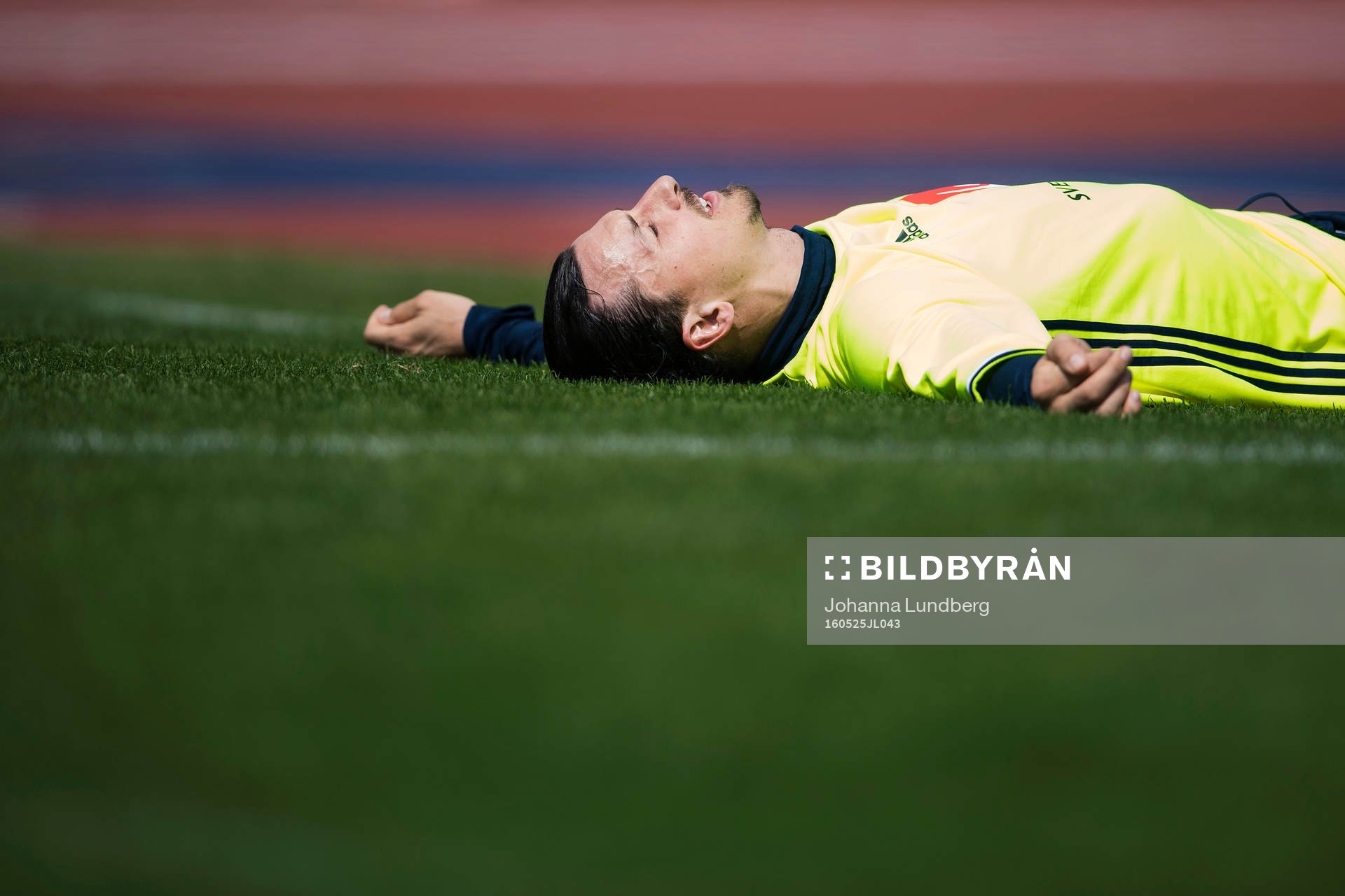 Zlatan Ibrahimovic under en träning med Sveriges fotbollslandslags den 25 maj 2016 i Stockholm. 