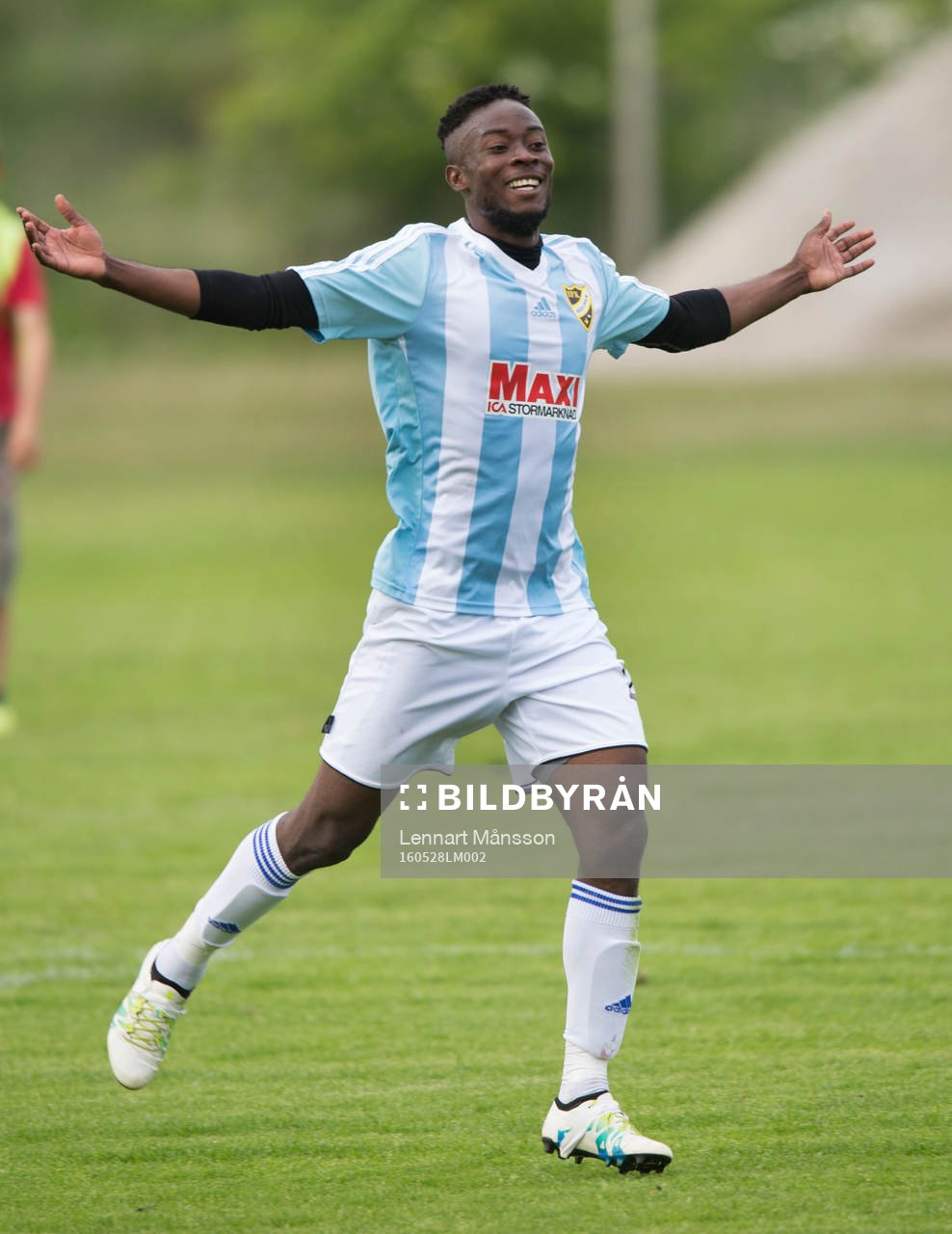 IFK Hässleholms Kojo Annor gör 2-3 i matchen i division 2 mellan Torn och IFK Hässleholm 28 maj  2016.