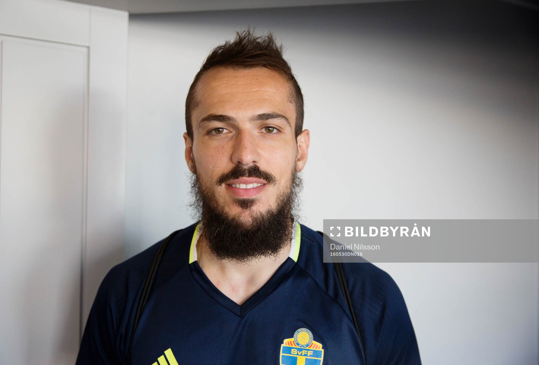 Svenska fotbollslandslagets Emir Kujovic under en pressträff den 30 Maj 2016 i Malmö.