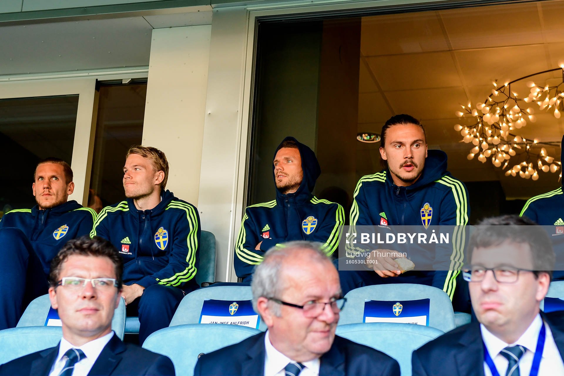 Sveriges Oscar Lewicki, Marcus Berg och Erik Johansson på