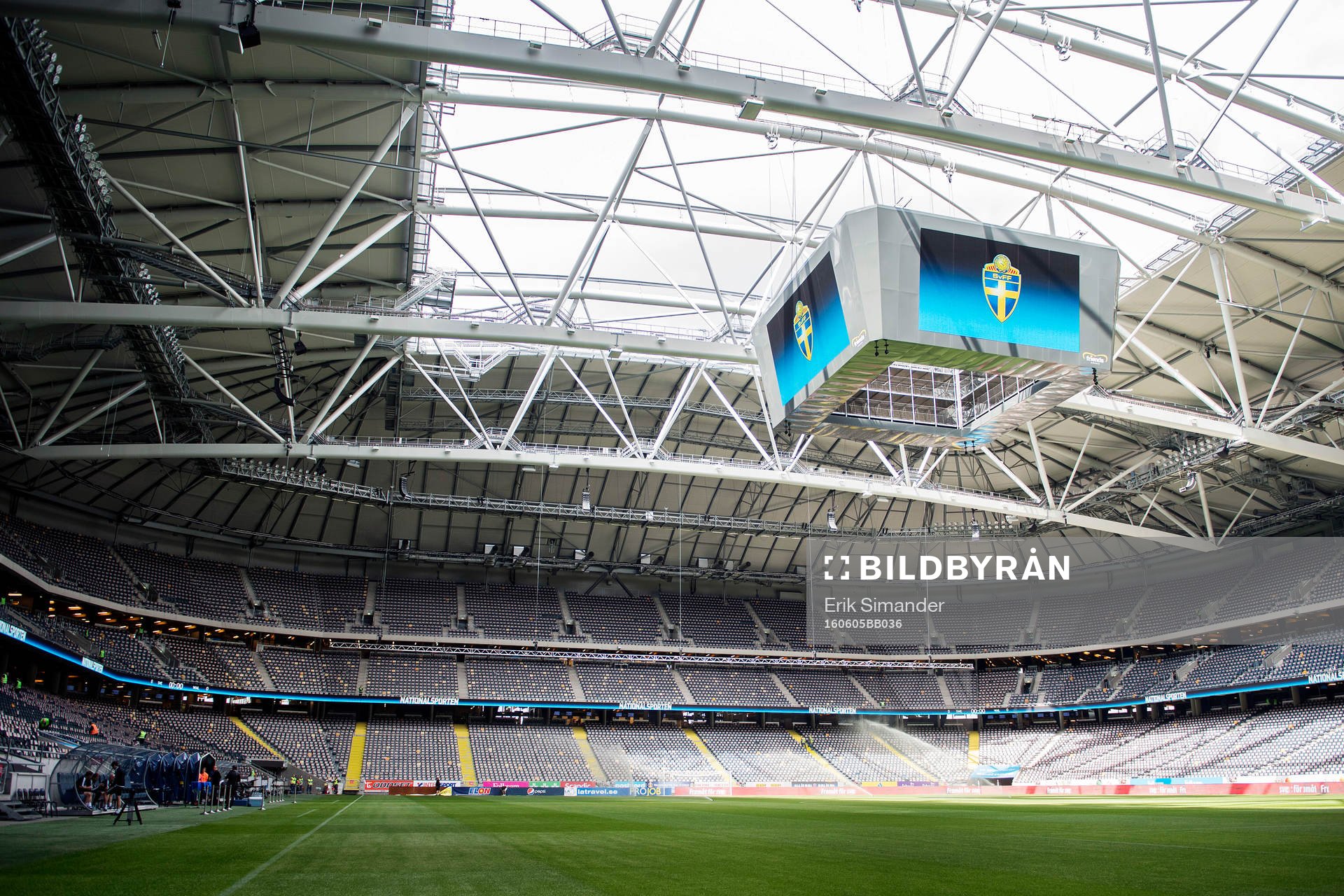 Generell vy över Friends Arena inför fotbollslandskampen mellan Sverige och Wales den 5 juni 2016 i Stockholm.