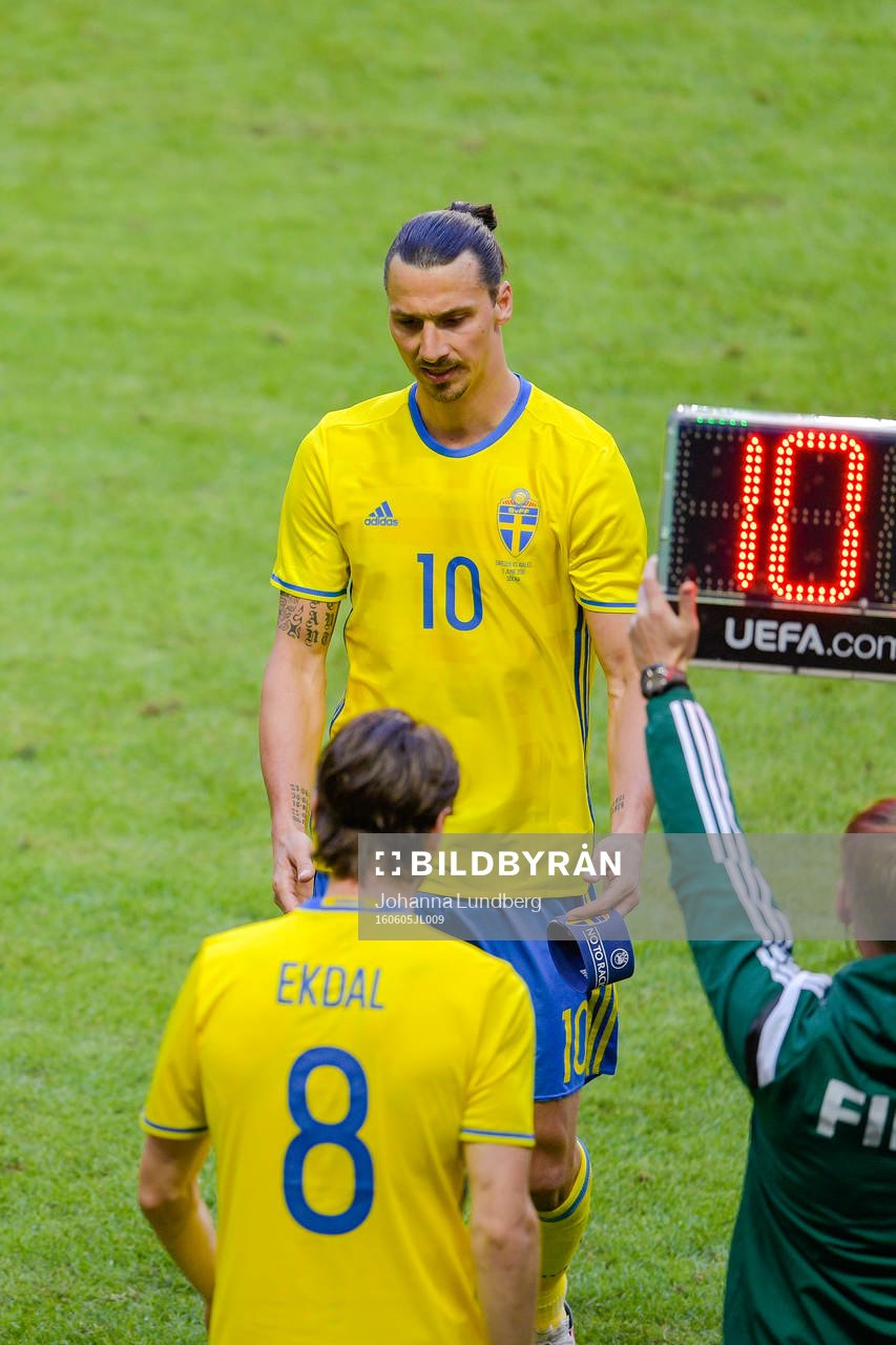 Sveriges Zlatan Ibrahimovic lämnar planen