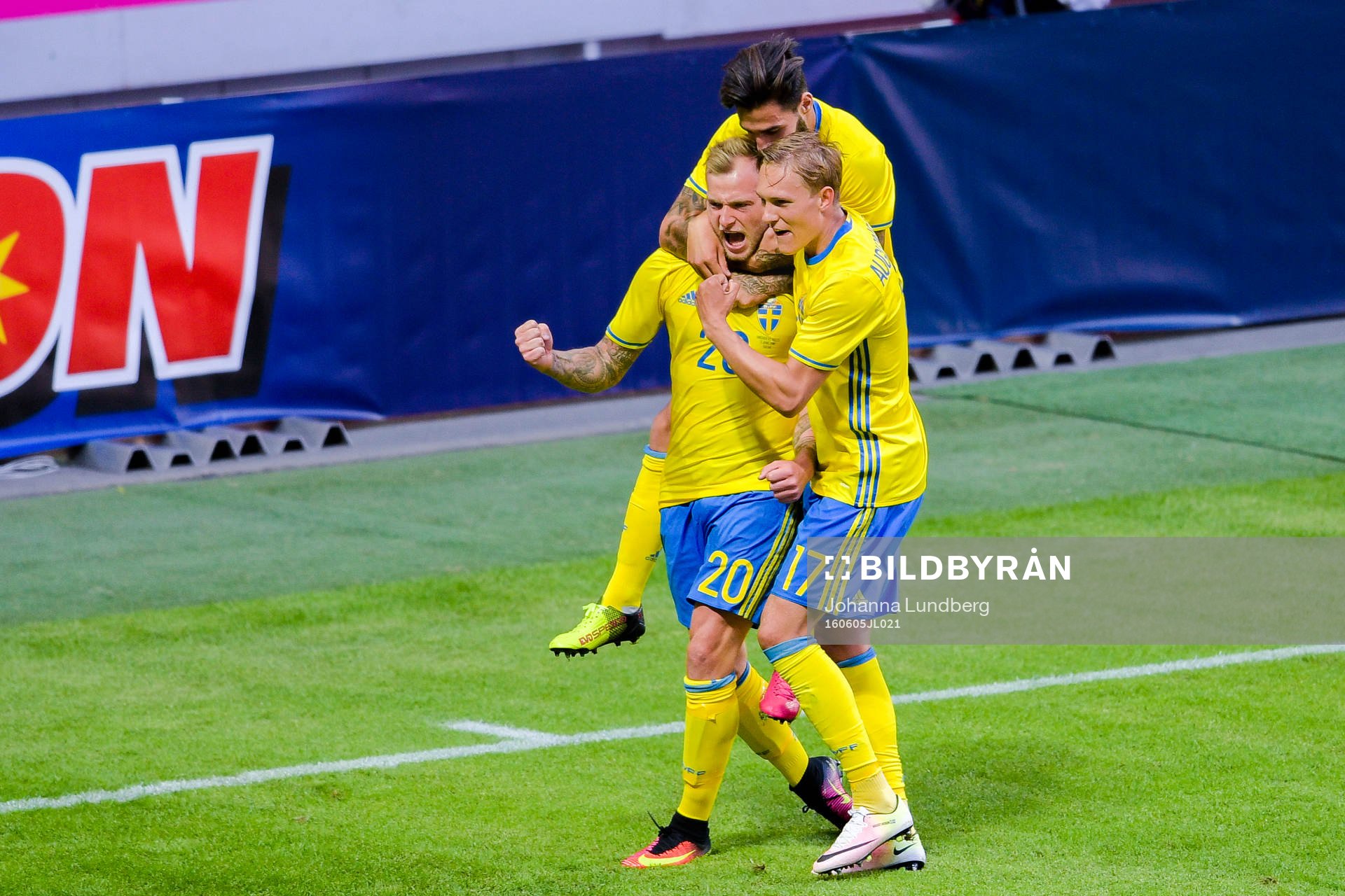 Sveriges John Guidetti , Jimmy Durmaz och Ludwig
