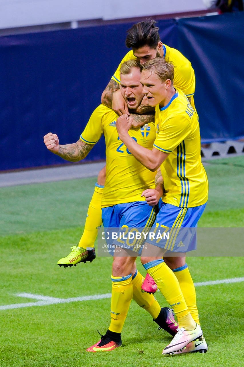 Sveriges John Guidetti , Jimmy Durmaz och Ludwig