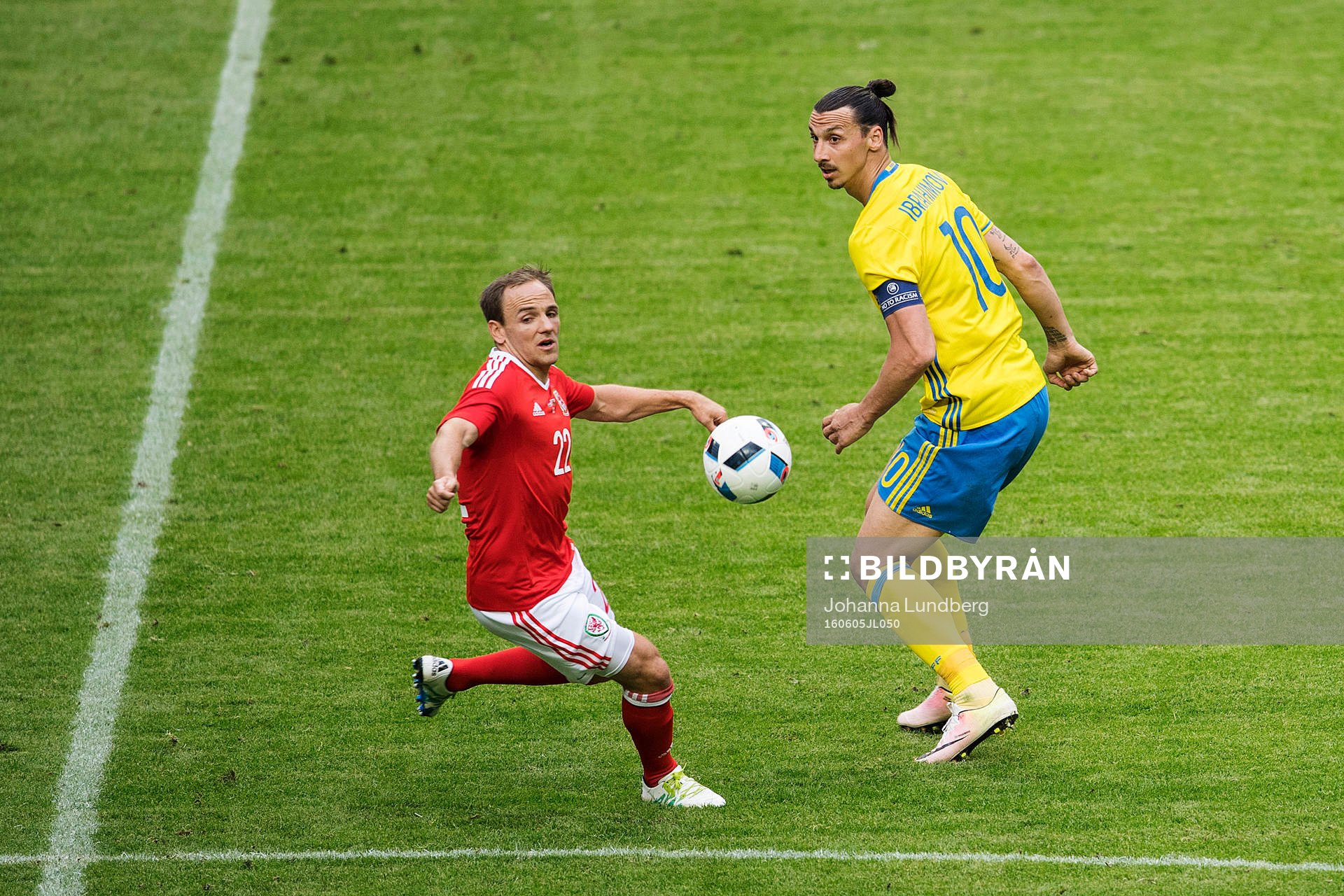 Wales David Vaughan och Sveriges Zlatan Ibrahimovic