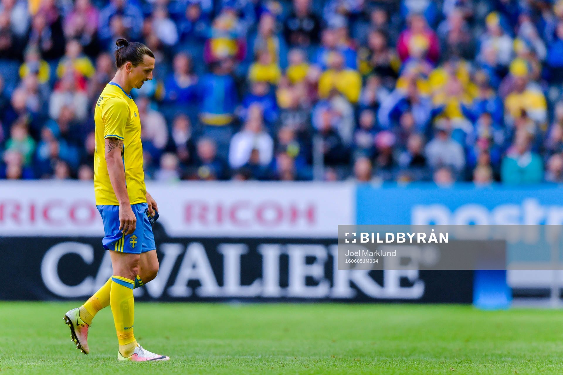 Sveriges Zlatan Ibrahimovic lämnar planen