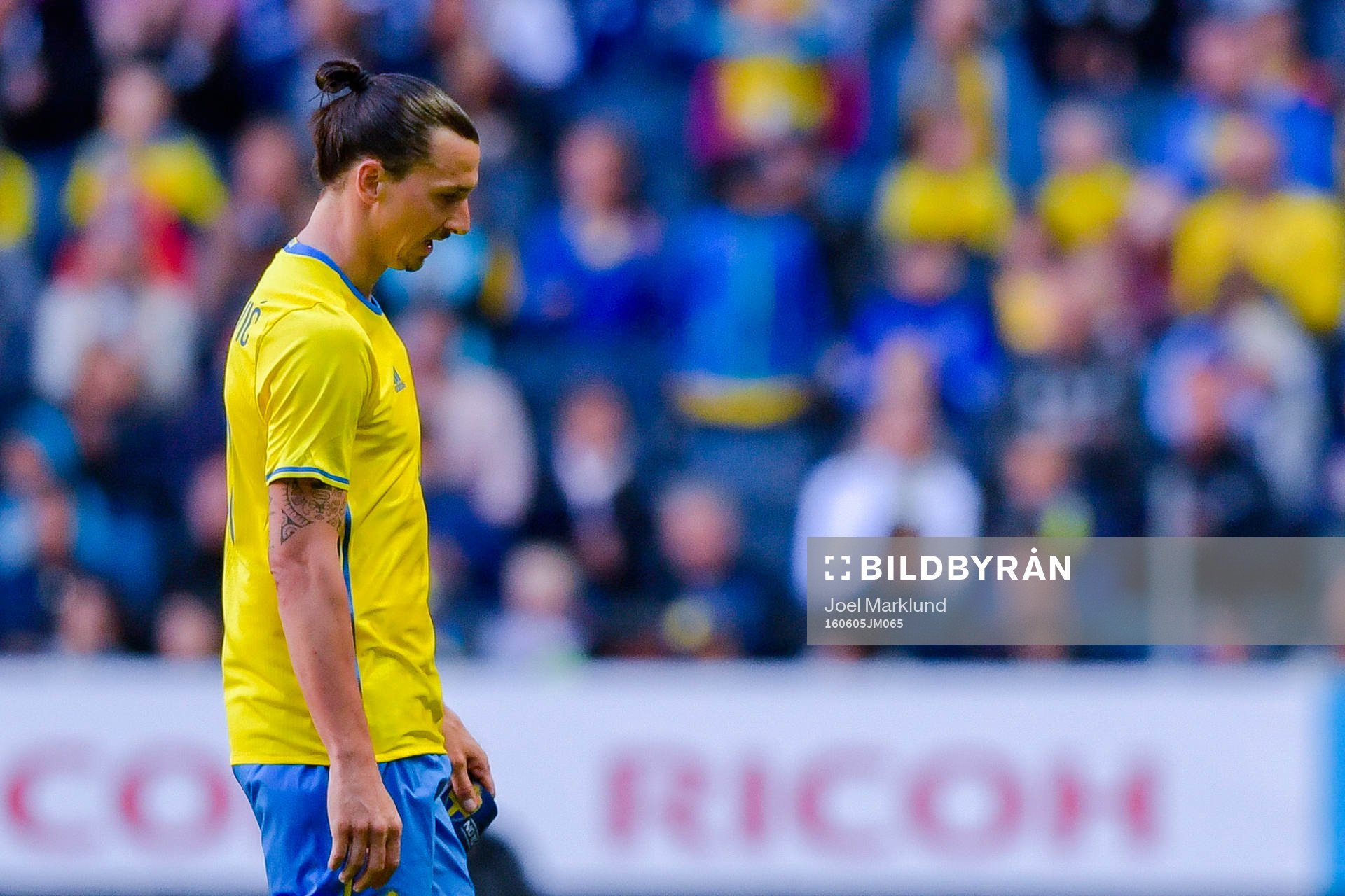 Sveriges Zlatan Ibrahimovic lämnar planen