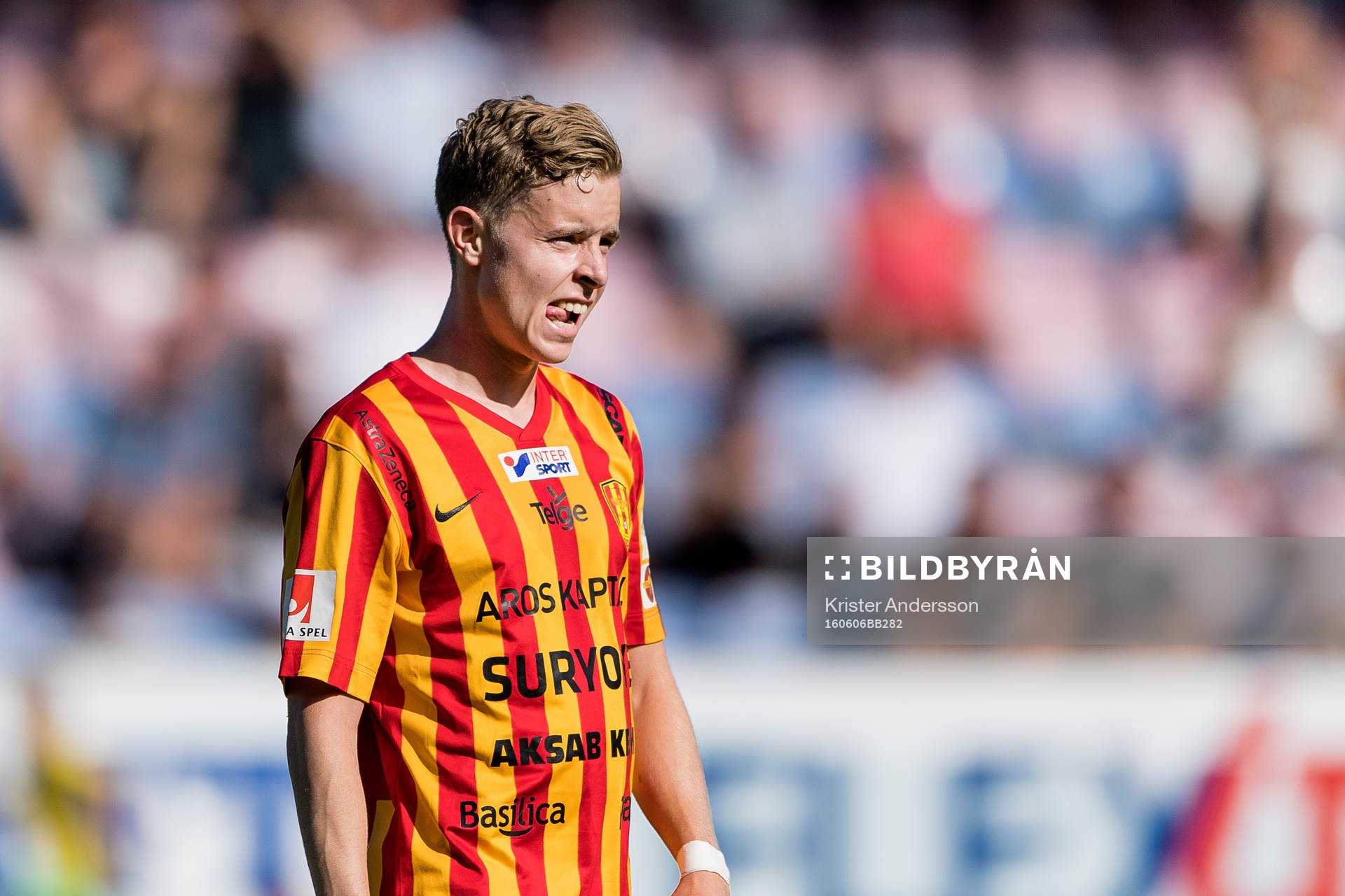 Syrianskas Viktor Wernersson under fotbollsmatchen i Superettan mellan Halmstad och Syrianska den 6 juni 2016 i Halmstad.