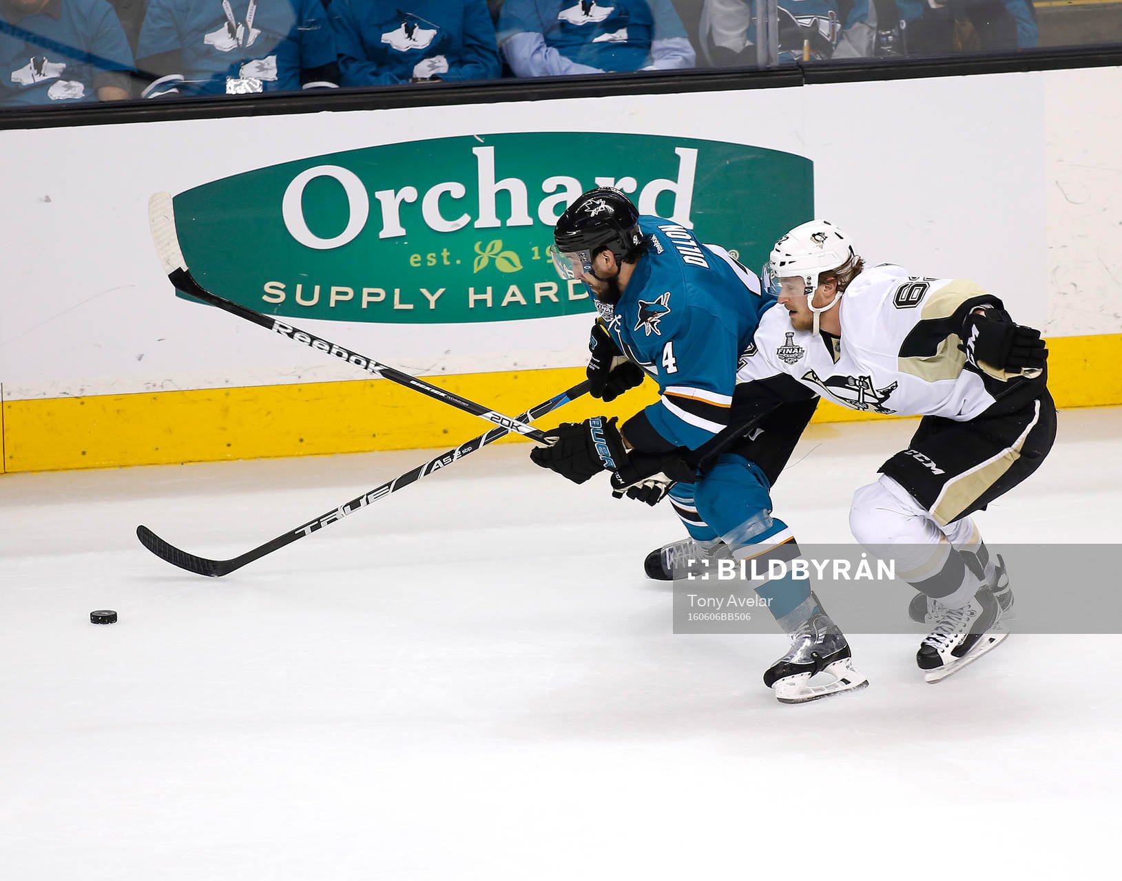 Pittsburgh Penguins left wing Carl Hagelin (62) and San