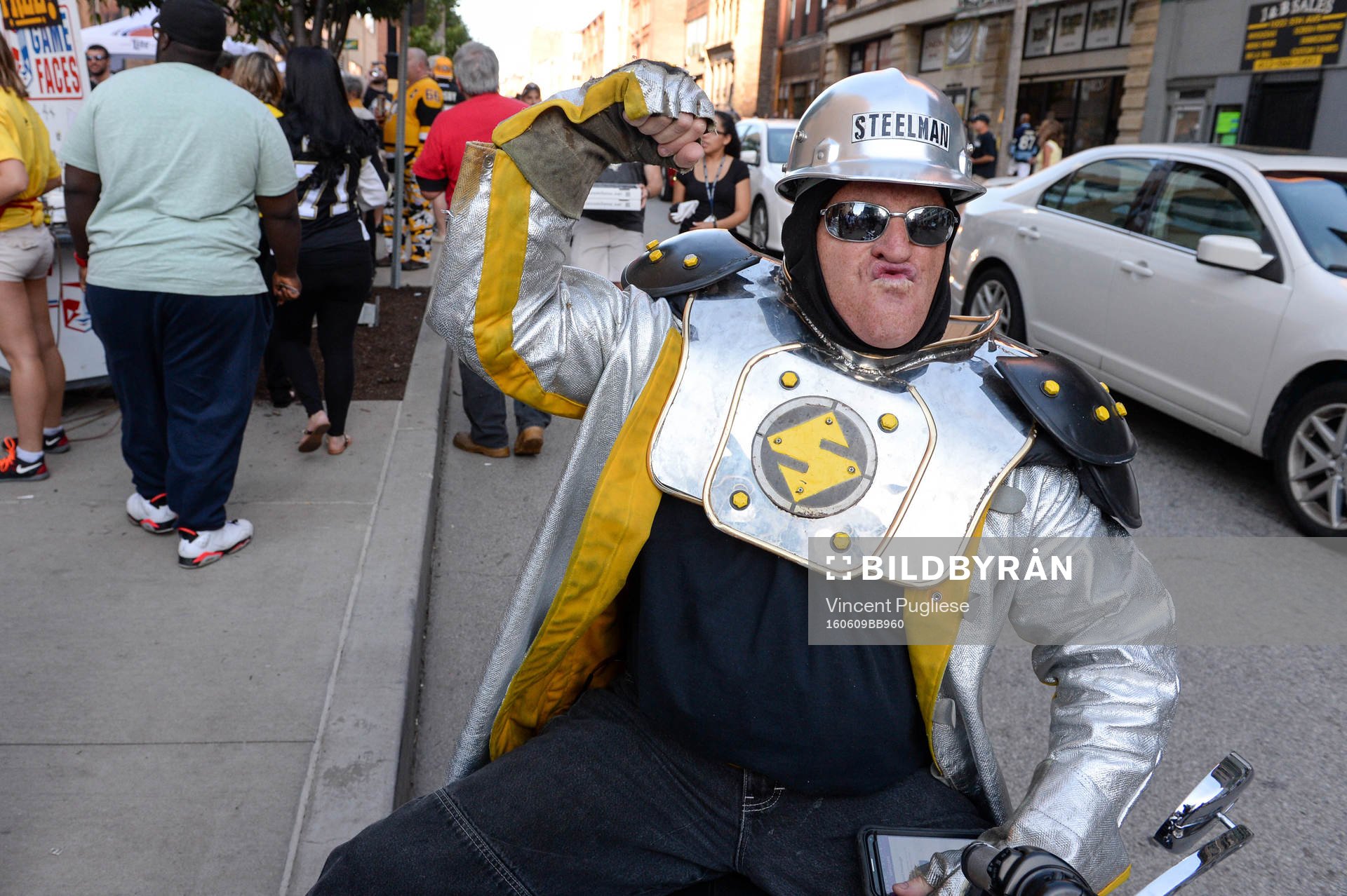 Super fan Steelman poses prior to the NHL Stanley Cup