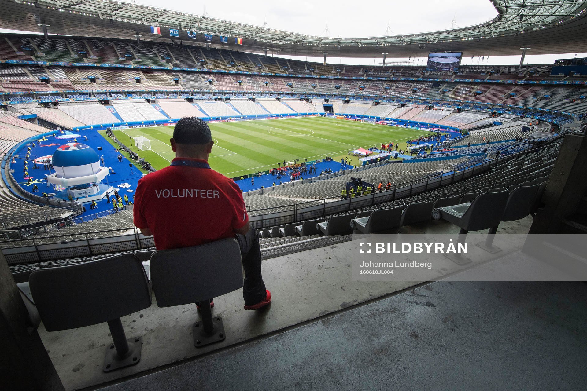En volontär på Stade de France