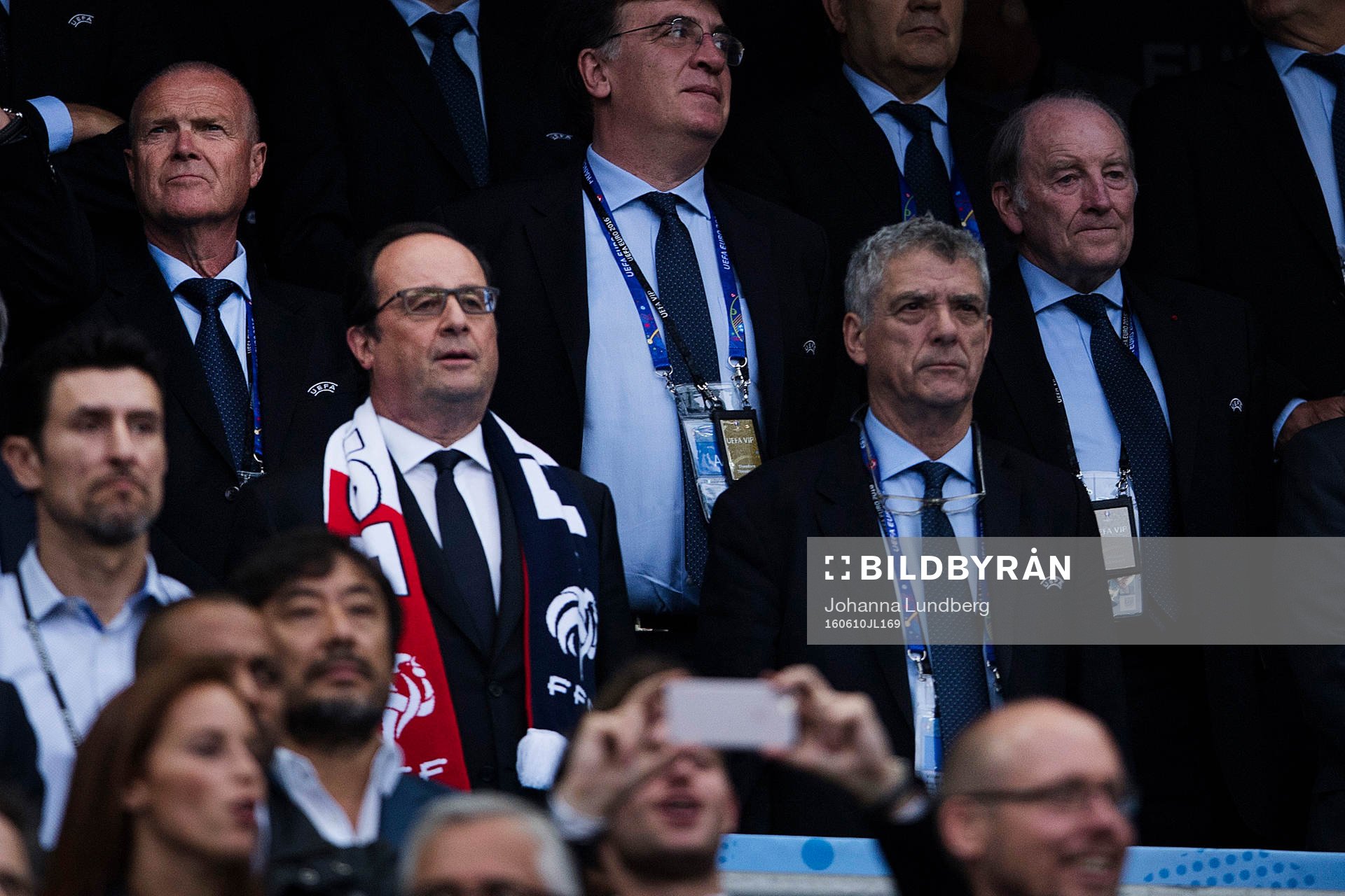 Frankrikes president Francois Hollande på läktaren