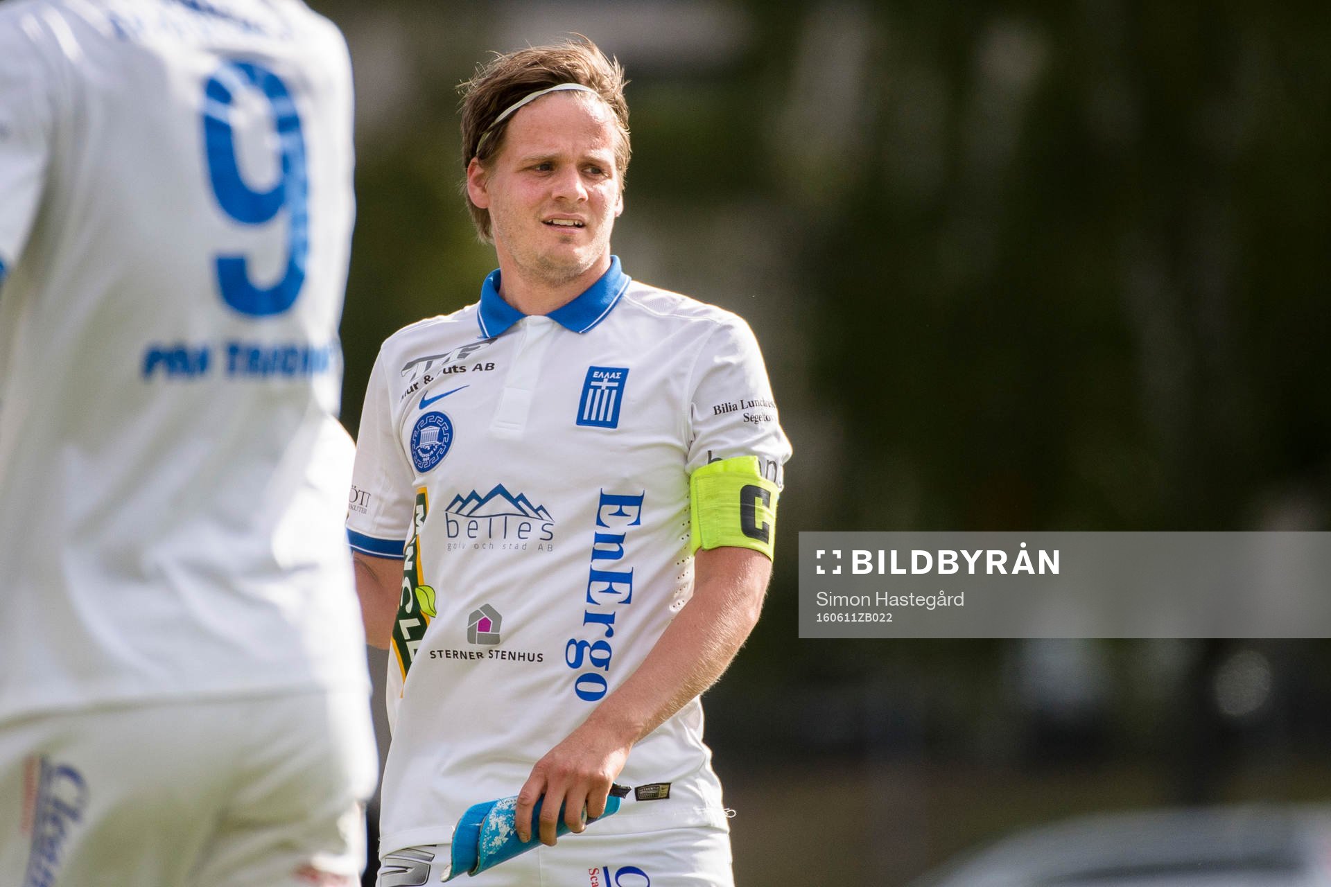 Akropolis Felix Pettersson under fotbollsmatchen i division 1 norra mellan Akropolis och Carlstad United den 11 juni 2016 i Stockholm.