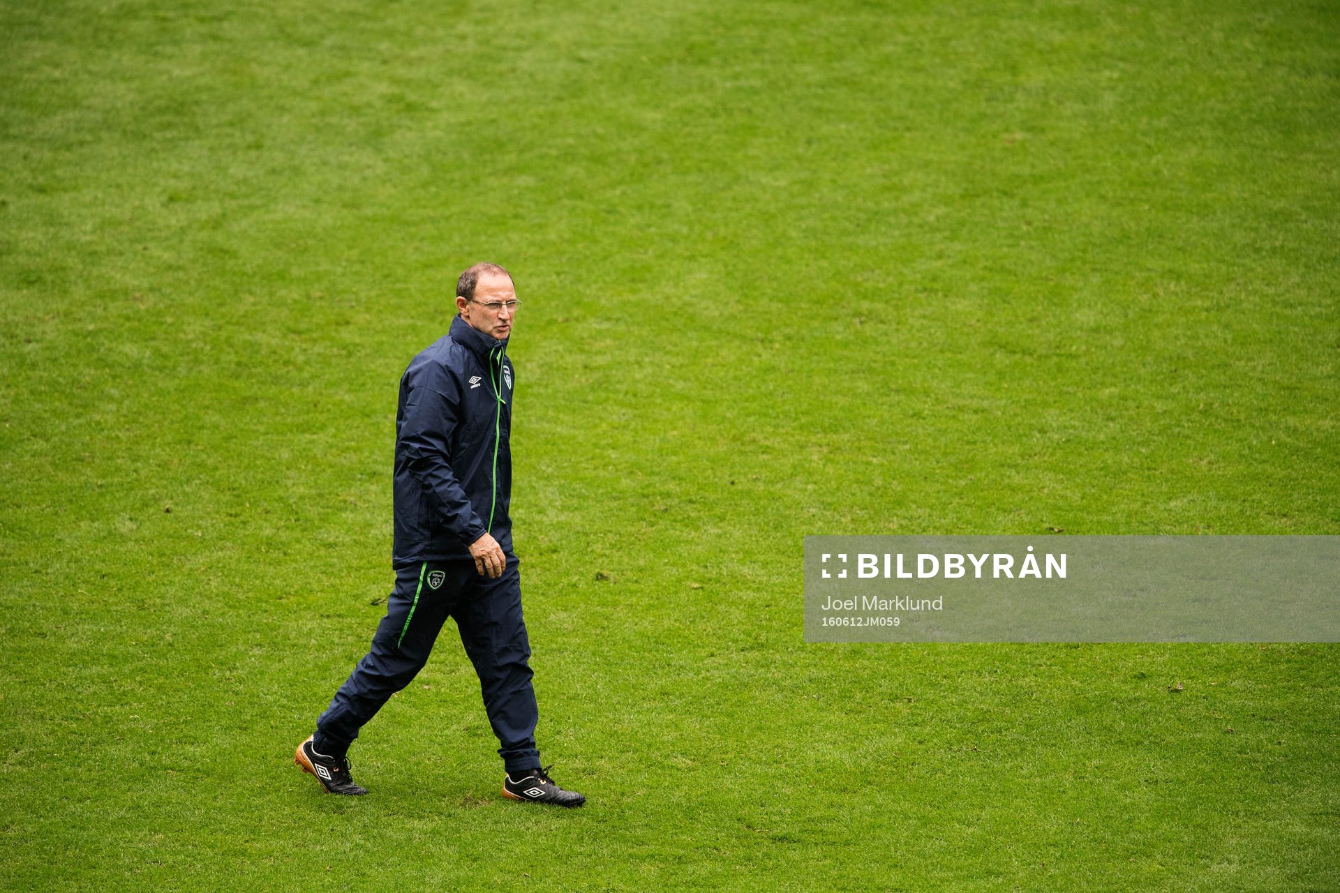 Förbundskapten Martin O'Neill under Irlands fotbollslandslags träning under fotbolls-EM den 12 juni 2016 i Saint-Denis.