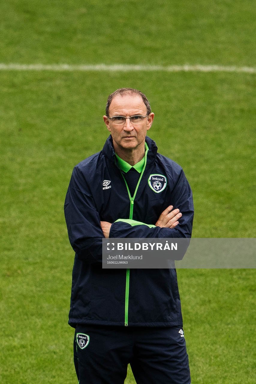 Förbundskapten Martin O'Neill under Irlands fotbollslandslags träning under fotbolls-EM den 12 juni 2016 i Saint-Denis.
