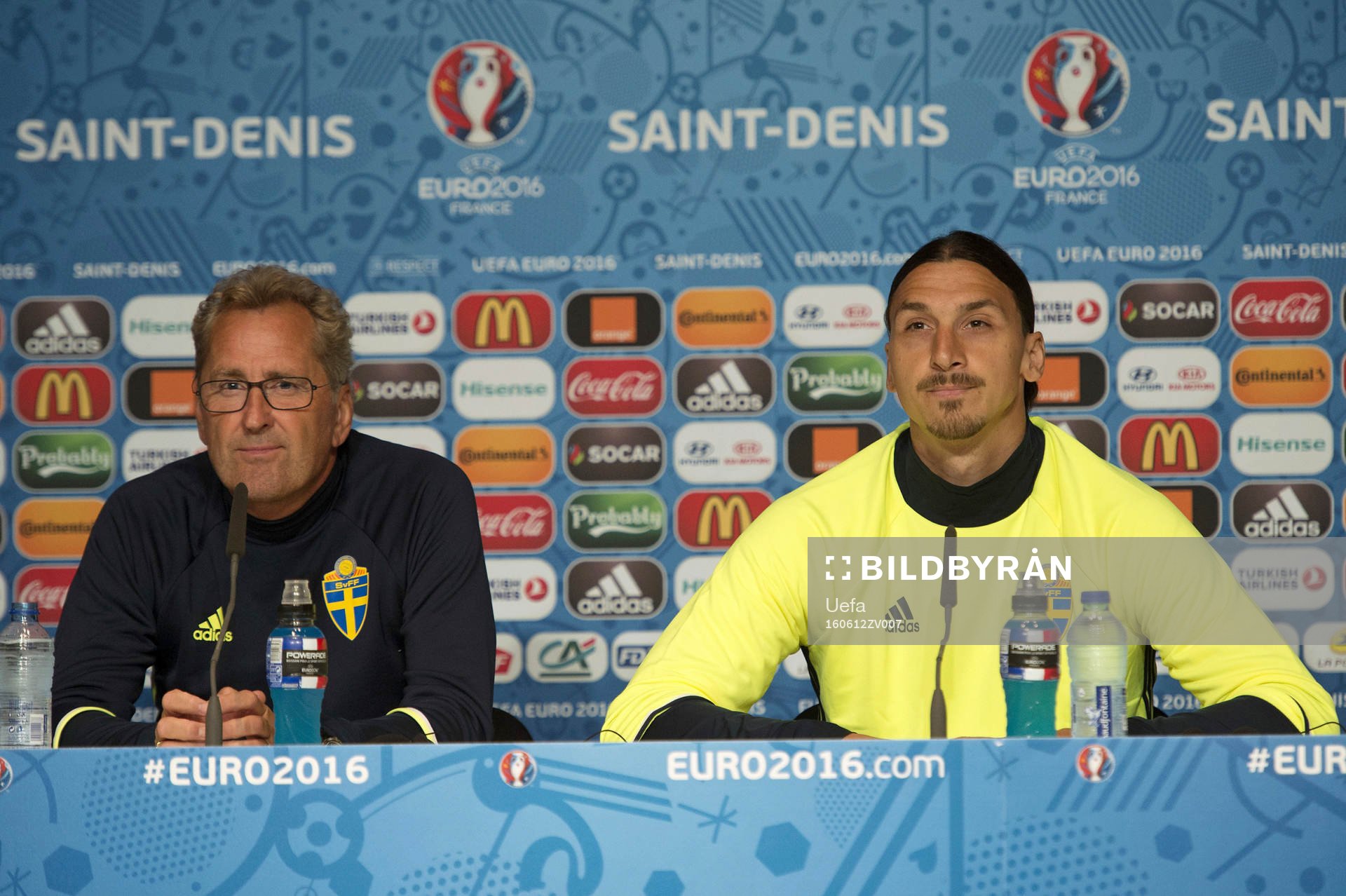 Sveriges förbundskapten Erik Hamrén och Zlatan