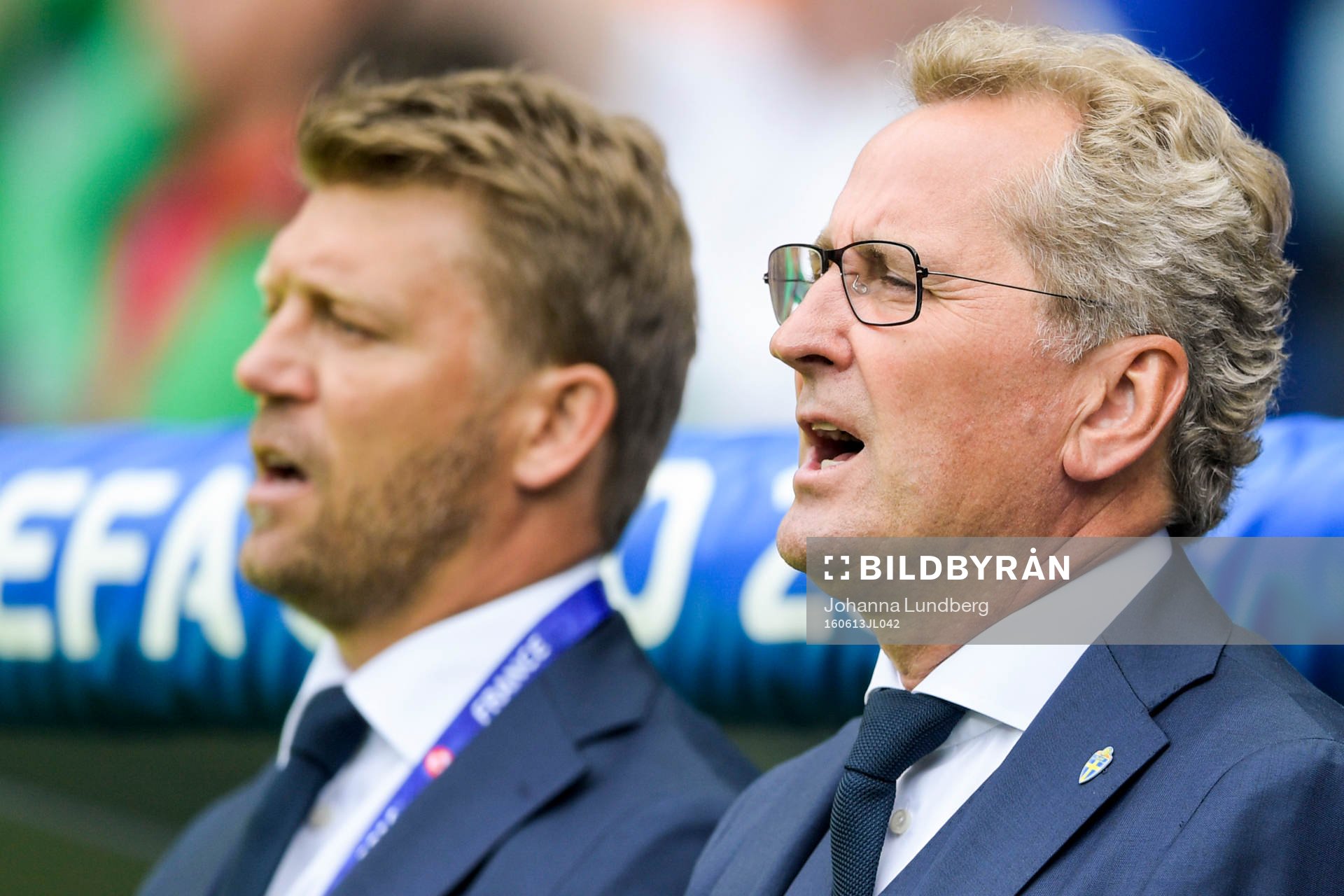 Sveriges förbundskapten Erik Hamrén och players manager