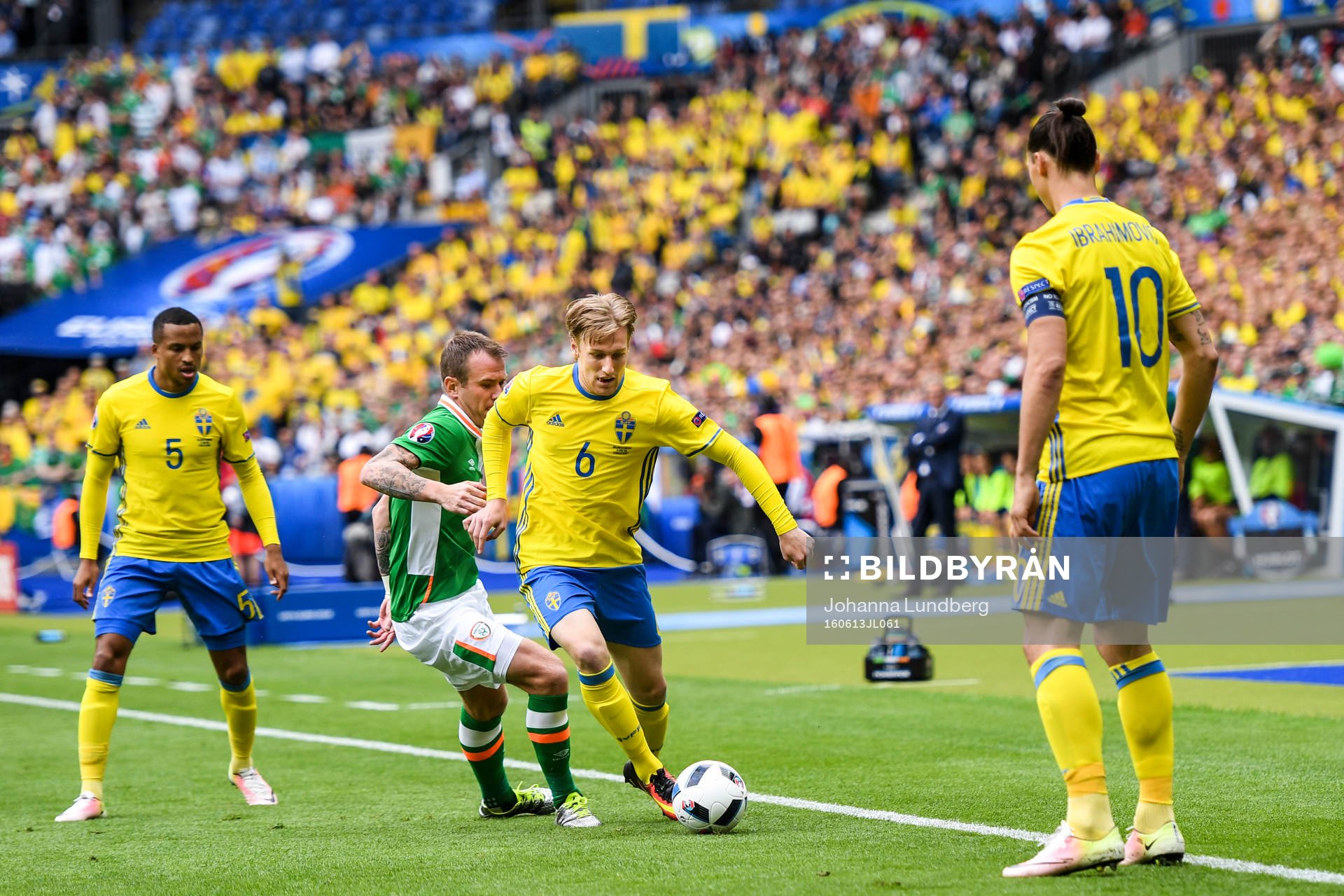 Sveriges Martin Olsson, Emil Forsberg och Zlatan