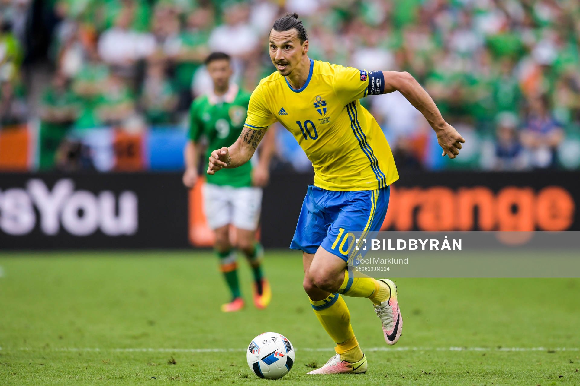 Sveriges Zlatan Ibrahimovic i fotbollsmatchen mellan Irland