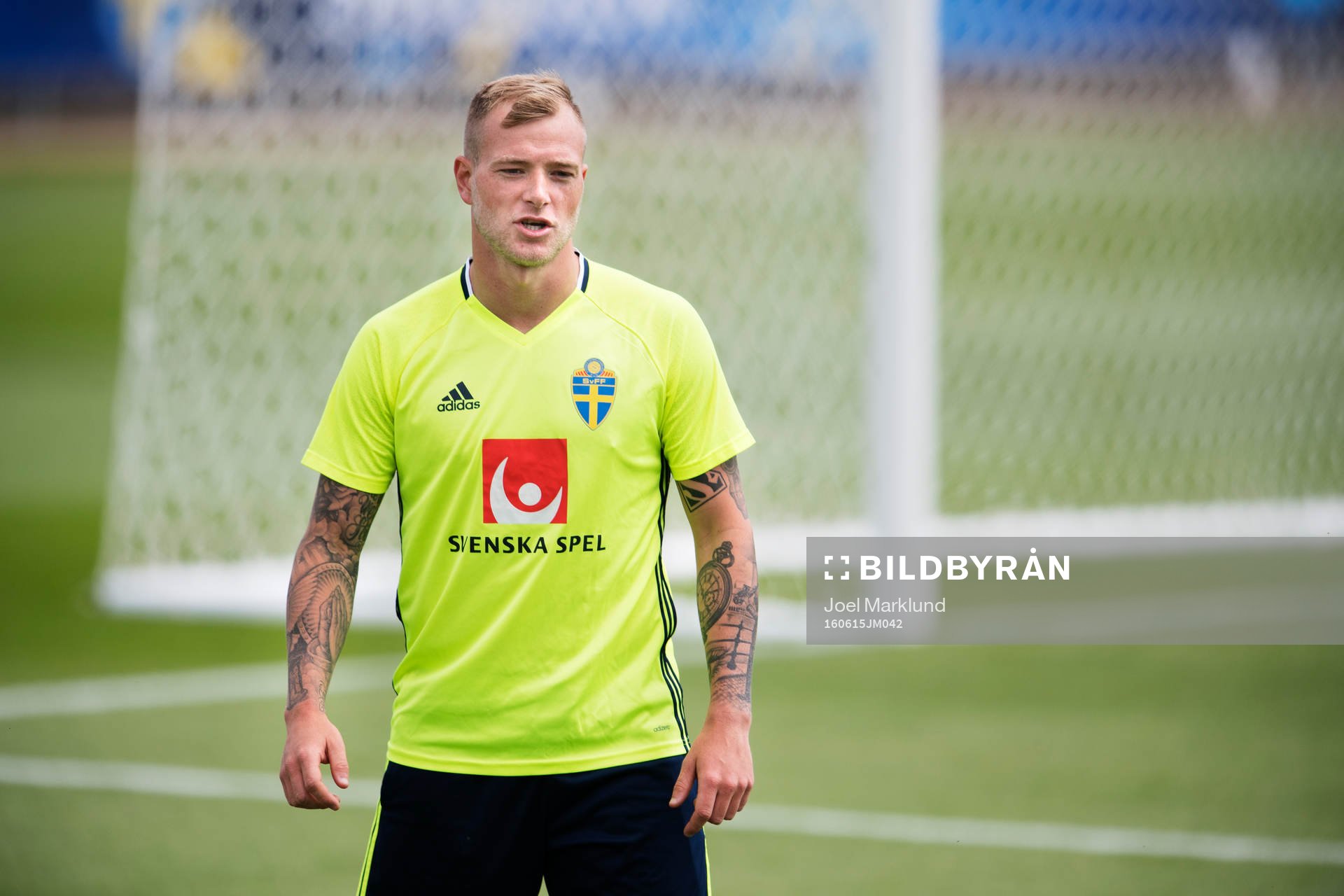 John Guidetti på Sveriges fotbollslandslags träning