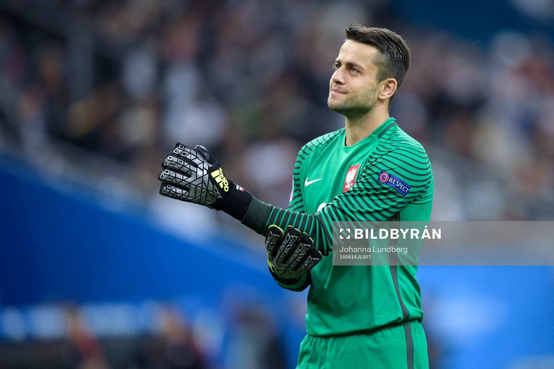 Polens målvakt Lukasz Fabianski i fotbollsmatchen mellan