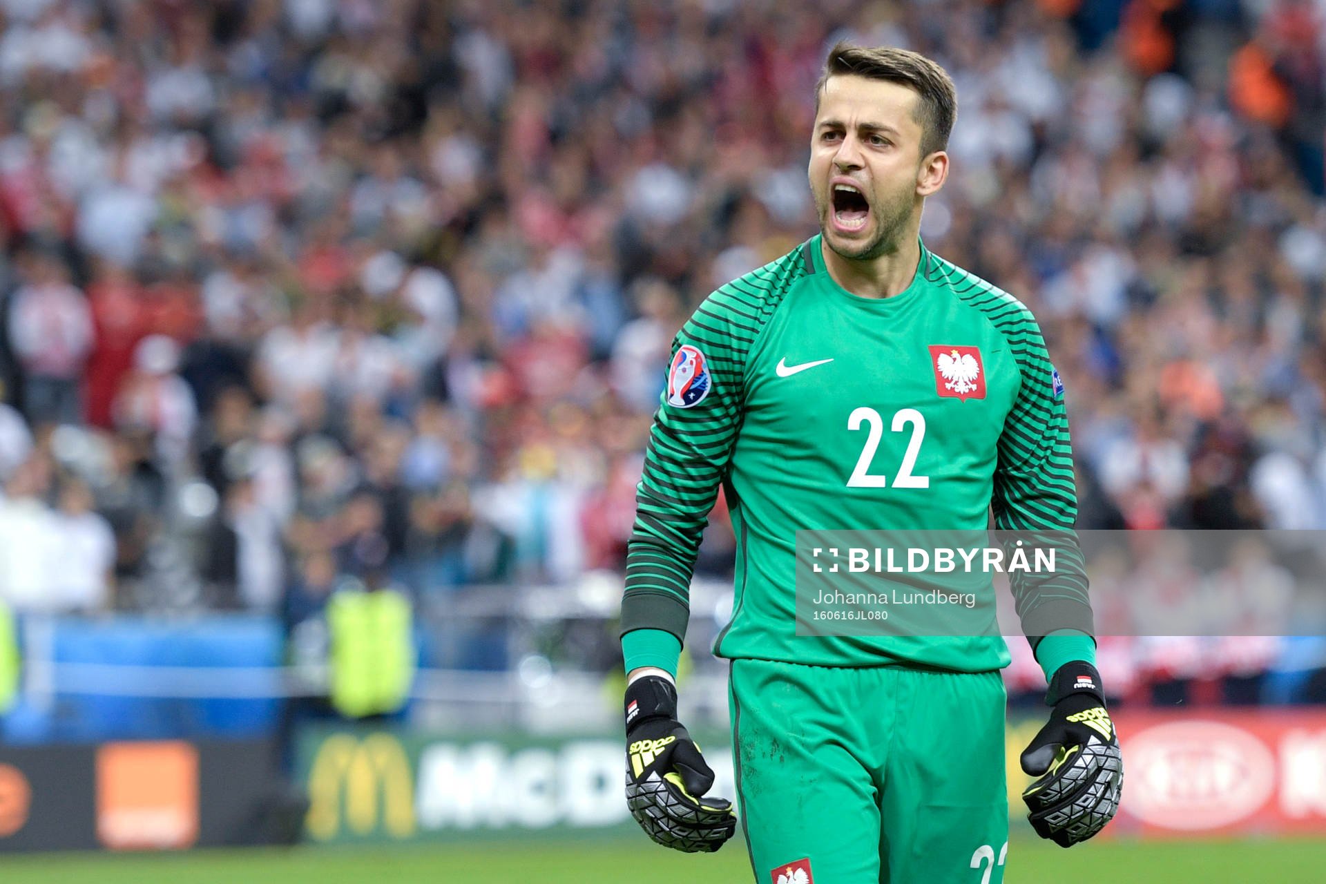 Polens målvakt Lukasz Fabianski jublar