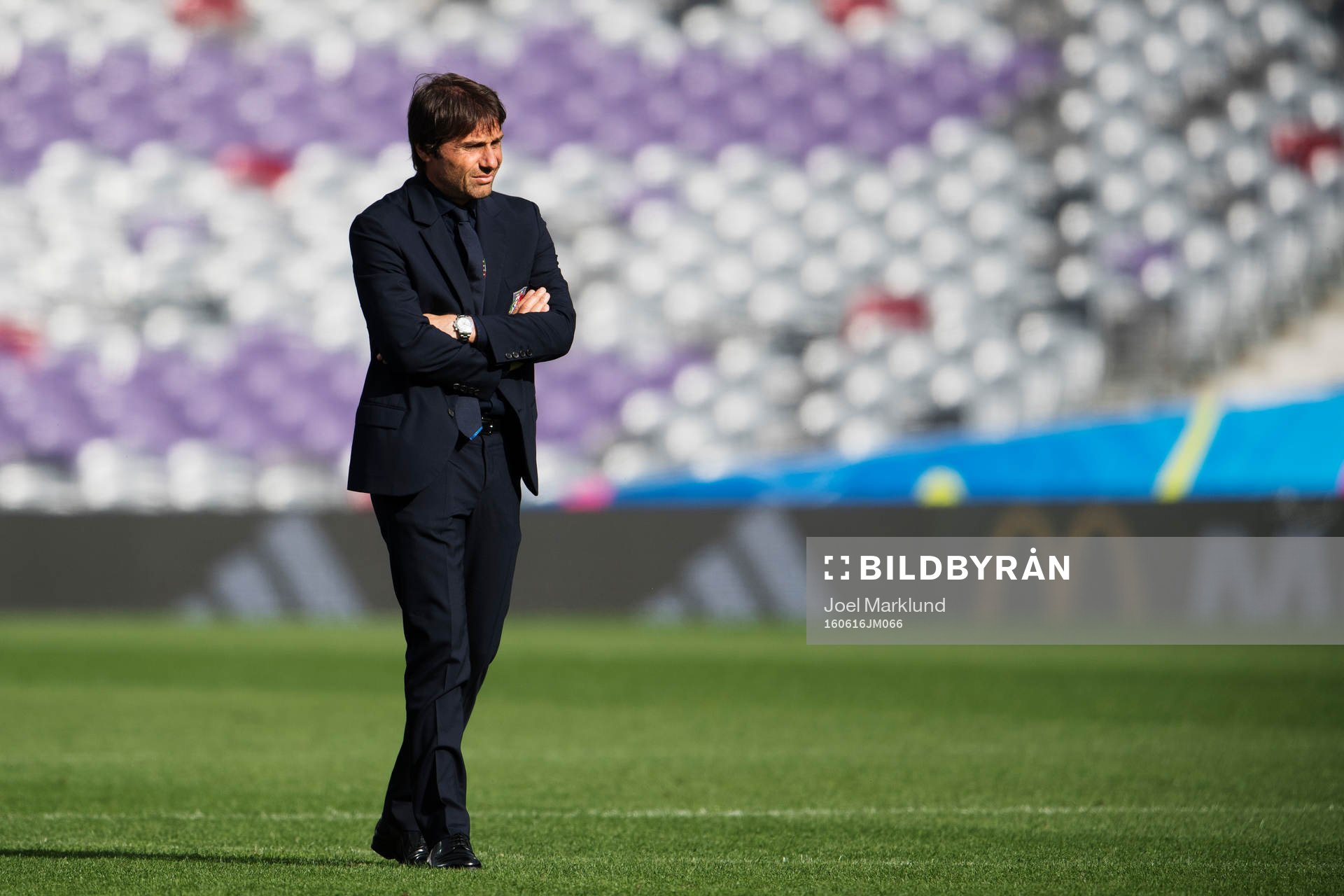 Förbundskapten Antonio Conte på Italiens fotbollslandslags träning under fotbolls-EM den 16 juni 2016 i Toulouse.