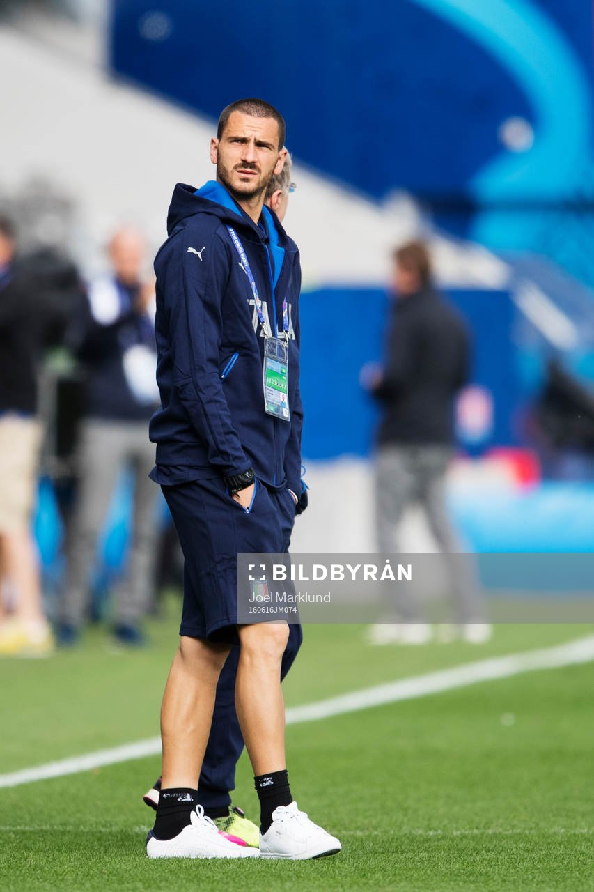 Leonardo Bonucci på Italiens fotbollslandslags träning under fotbolls-EM den 16 juni 2016 i Toulouse.