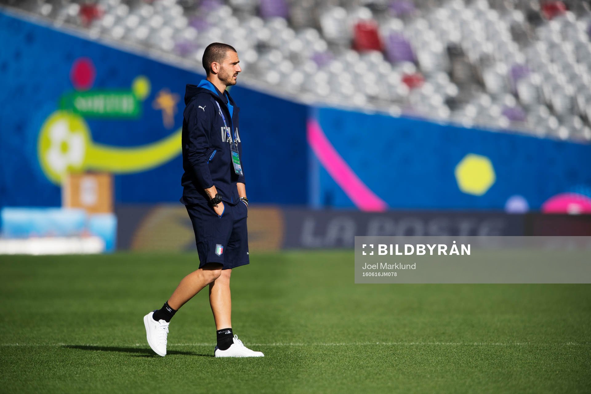Leonardo Bonucci på Italiens fotbollslandslags träning under fotbolls-EM den 16 juni 2016 i Toulouse.