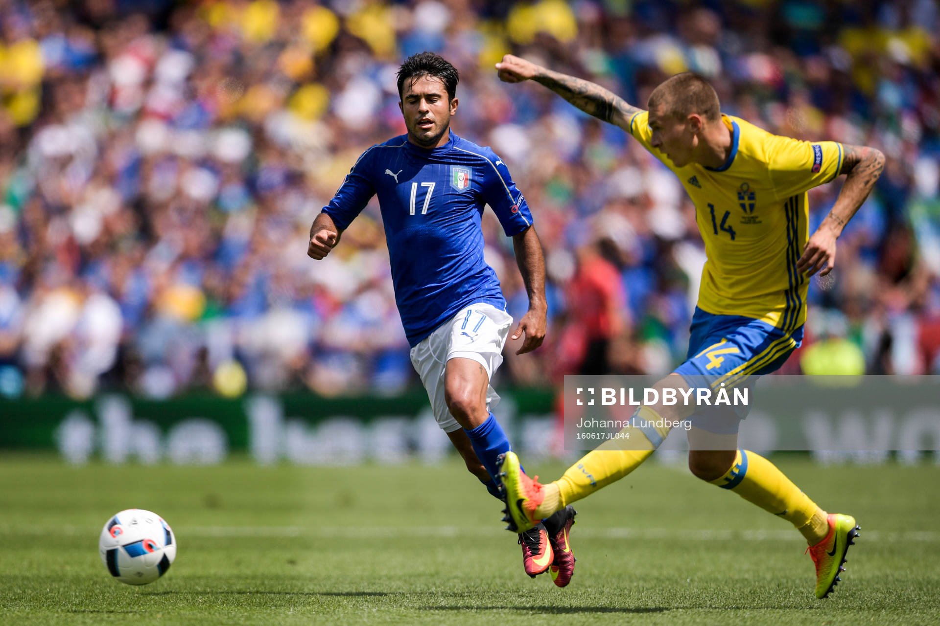 Sveriges Victor Nilsson Lindelöf och Italiens Eder i