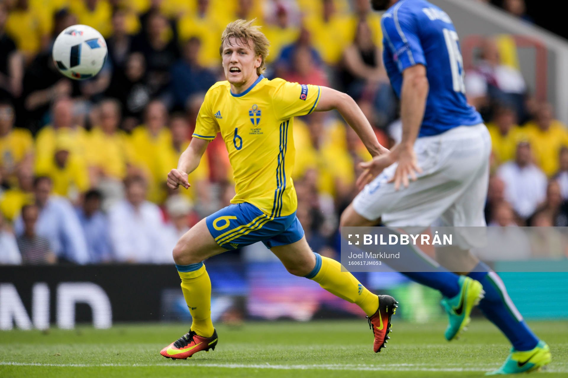 Sveriges Emil Forsberg i fotbollsmatchen mellan Italien och