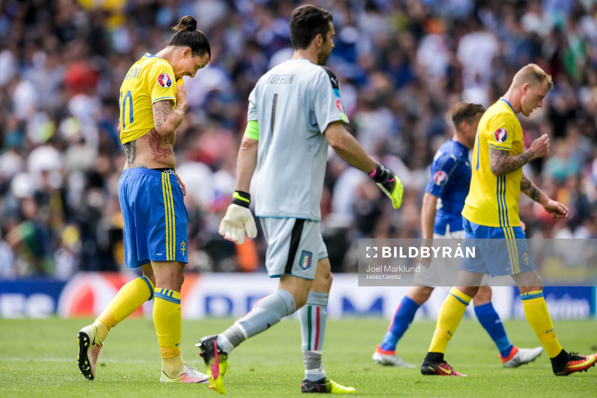 Sveriges Zlatan Ibrahimovic, John Guidetti och Italiens