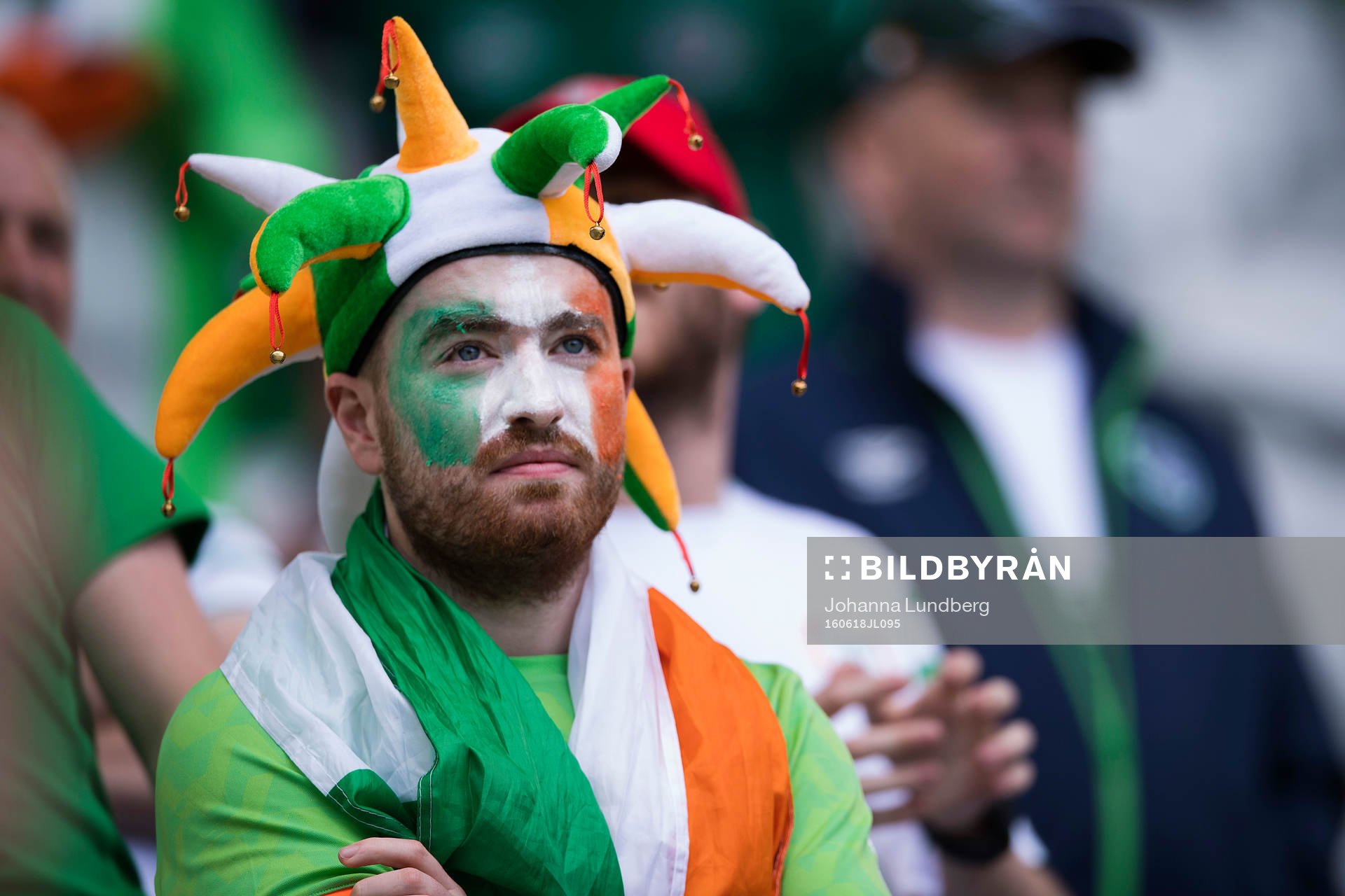 Irlands supportrar i fotbollsmatchen mellan Belgien och