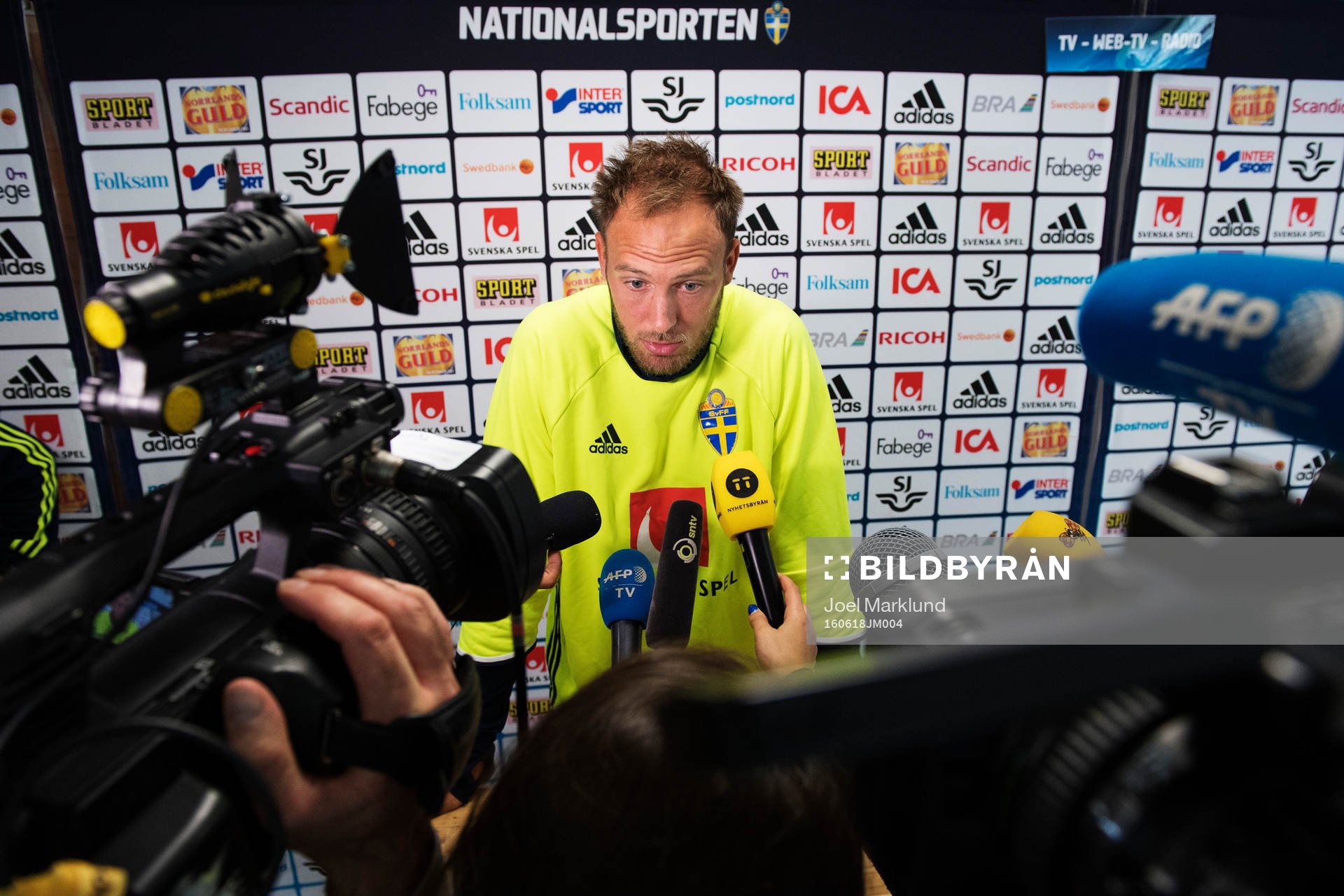 Andreas Granqvist på Sveriges fotbollslandslags pressträff