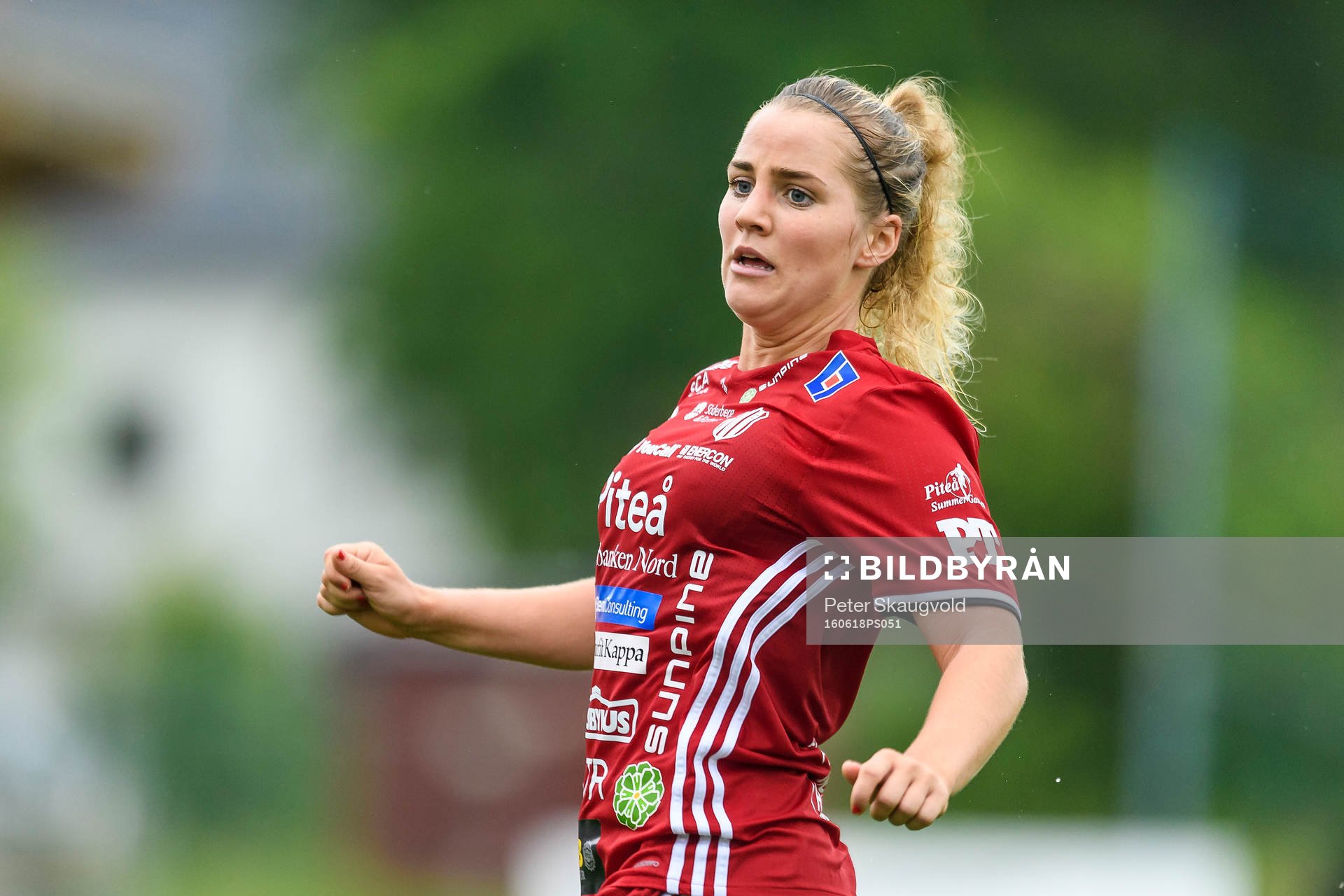 Piteås Irma Helin under semifinalen i Svenska Cupen i fotboll mellan Piteå och Rosengård den 18 juni 2016 i Piteå.
