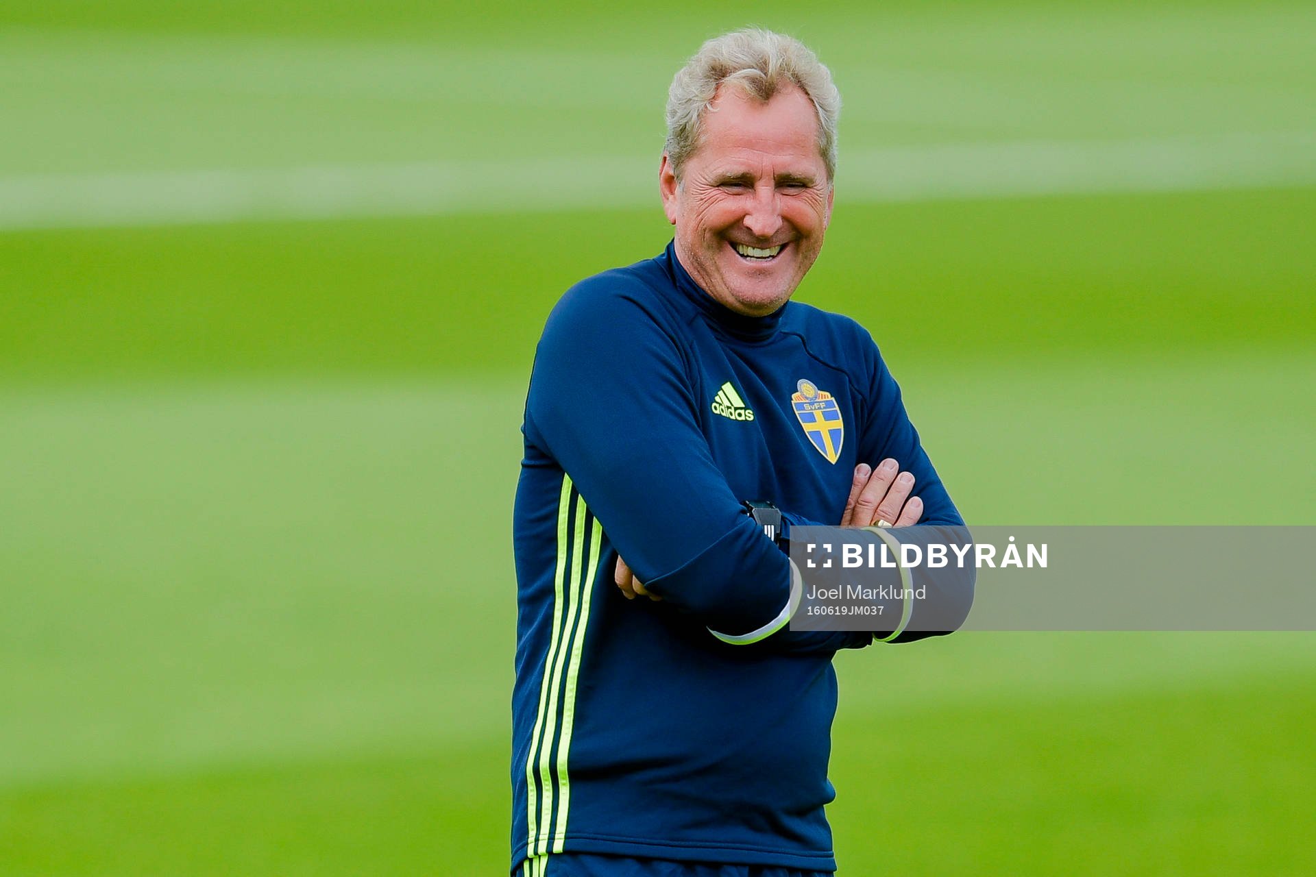 Sveriges förbundskapten Erik Hamrén under Sveriges fotbollslandslags träning under fotbolls-EM den 19 juni 2016 i Pornichet.