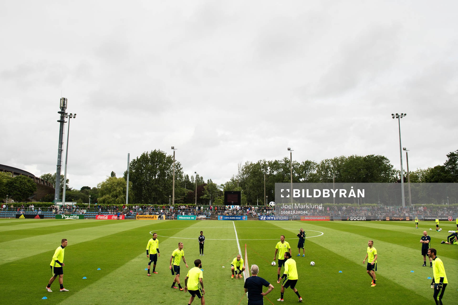 Generell vy över Sveriges fotbollslandslags träning