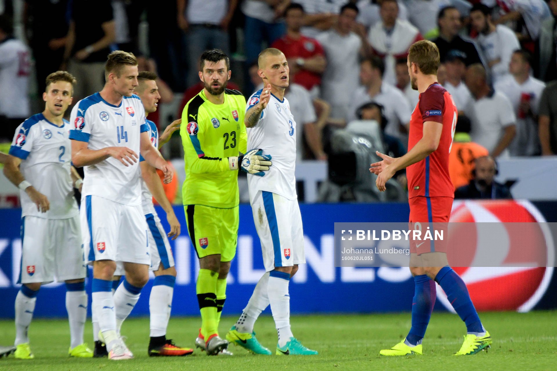 Slovakiens spelare jublar